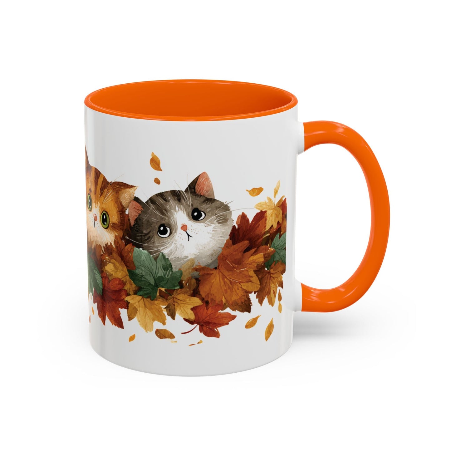 Autumn Cat Coffee Mug, Cute Animal Mug, Fall Decor, Gift for Cat Lovers, Warm Beverage Cup, Thanksgiving Coffee Cup Printify