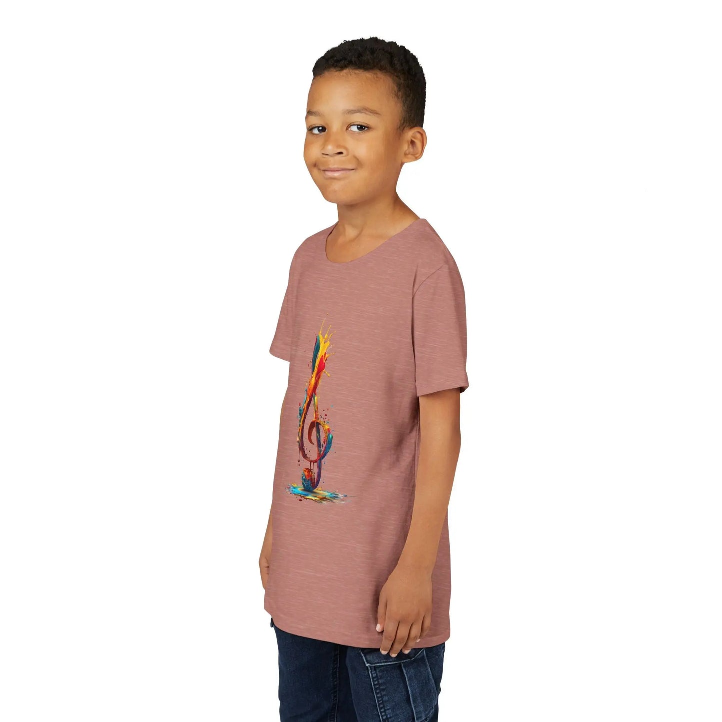Youth Music Note Tee, Colorful Treble Clef Shirt, Printify