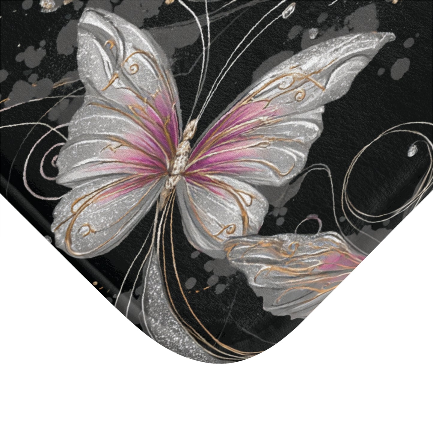 Elegant Butterfly Bath Mat, Stylish Bathroom Decor, Soft & Absorbent Mat, Gift Idea for Home, Butterfly Lover's Gift, Floral Bath Decor