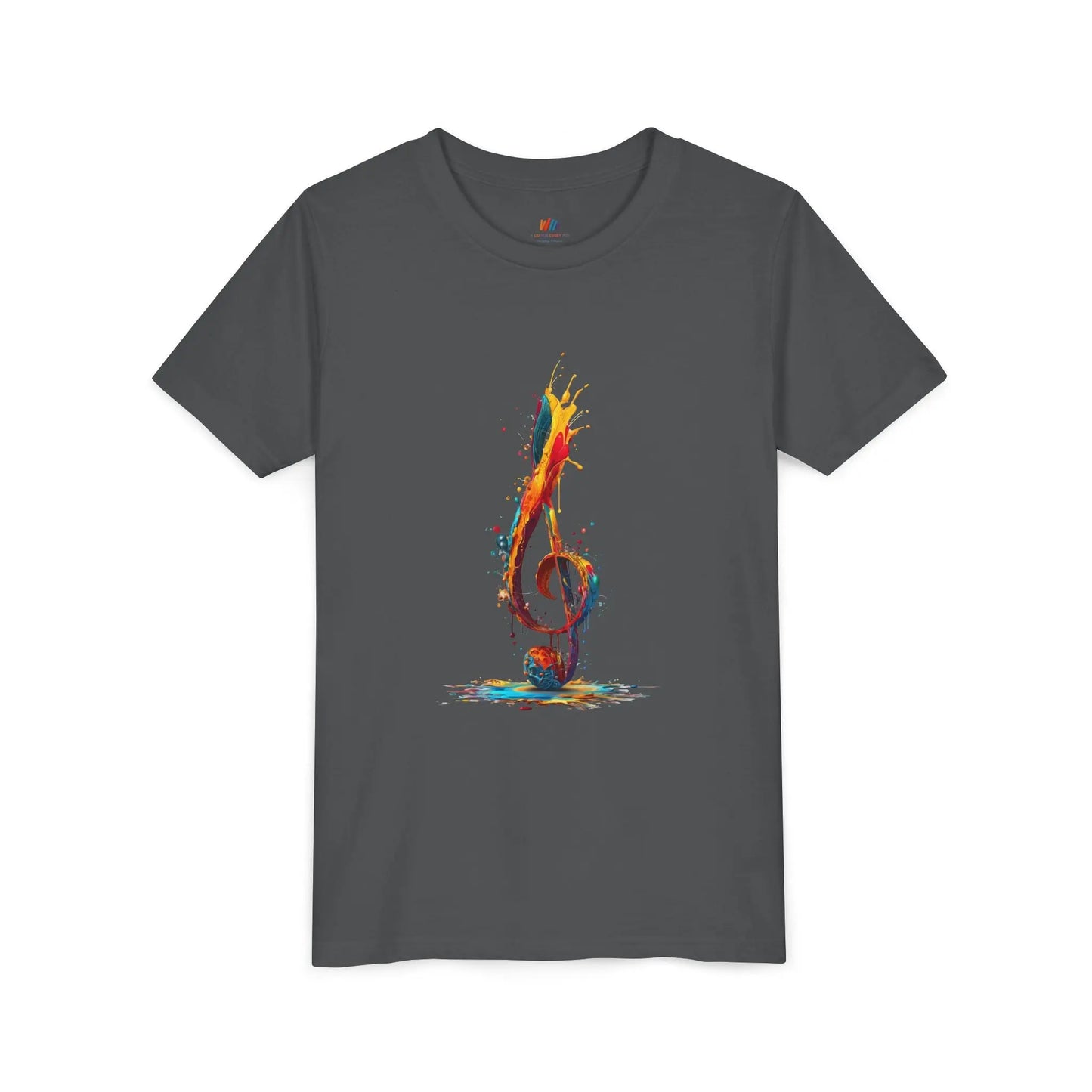 Youth Music Note Tee, Colorful Treble Clef Shirt, Printify