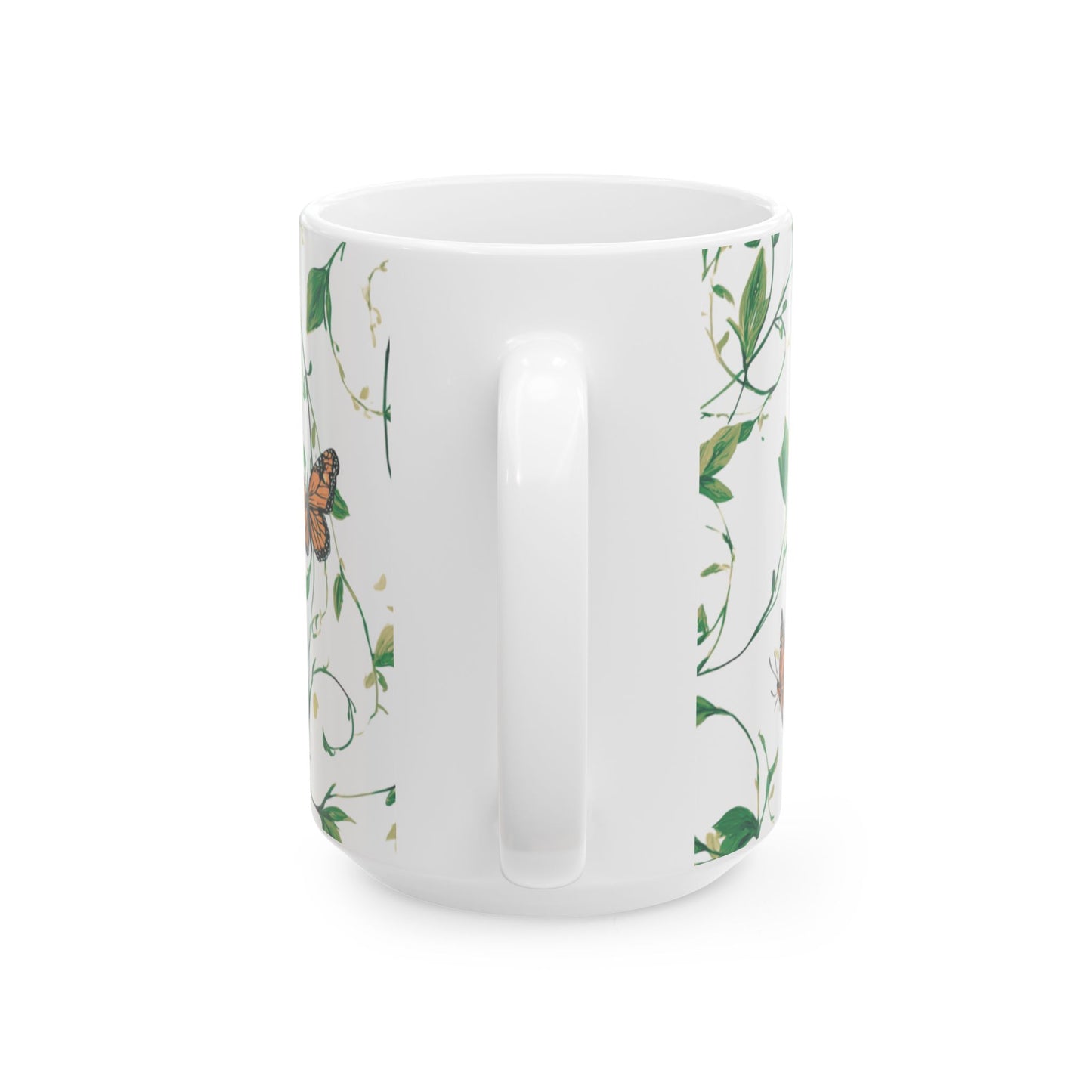Inspirational Ceramic Mug, Grow Through What You Go Through Quote, Butterflies and Vines, Motivational Coffee Cup, 11oz, 15oz, Gift for Her