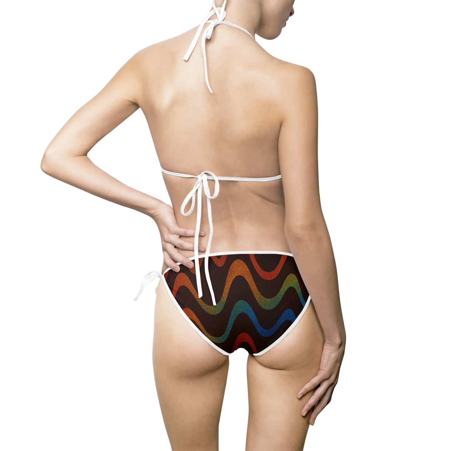 Colorful Wave Print Women's Bikini Swimsuit, Beachwear, Summer Fashion, Swimsuit Set, Vacation Ready Swimwear Printify