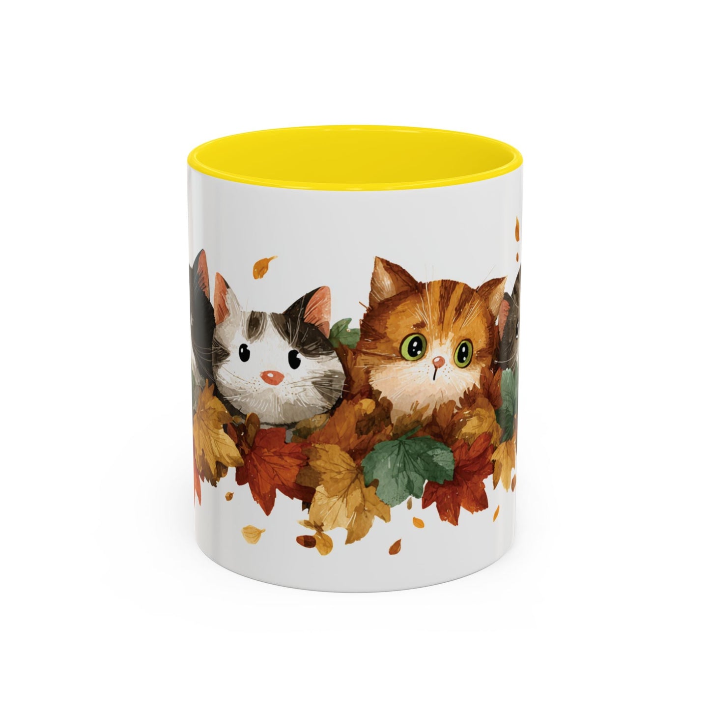 Autumn Cat Coffee Mug, Cute Animal Mug, Fall Decor, Gift for Cat Lovers, Warm Beverage Cup, Thanksgiving Coffee Cup Printify