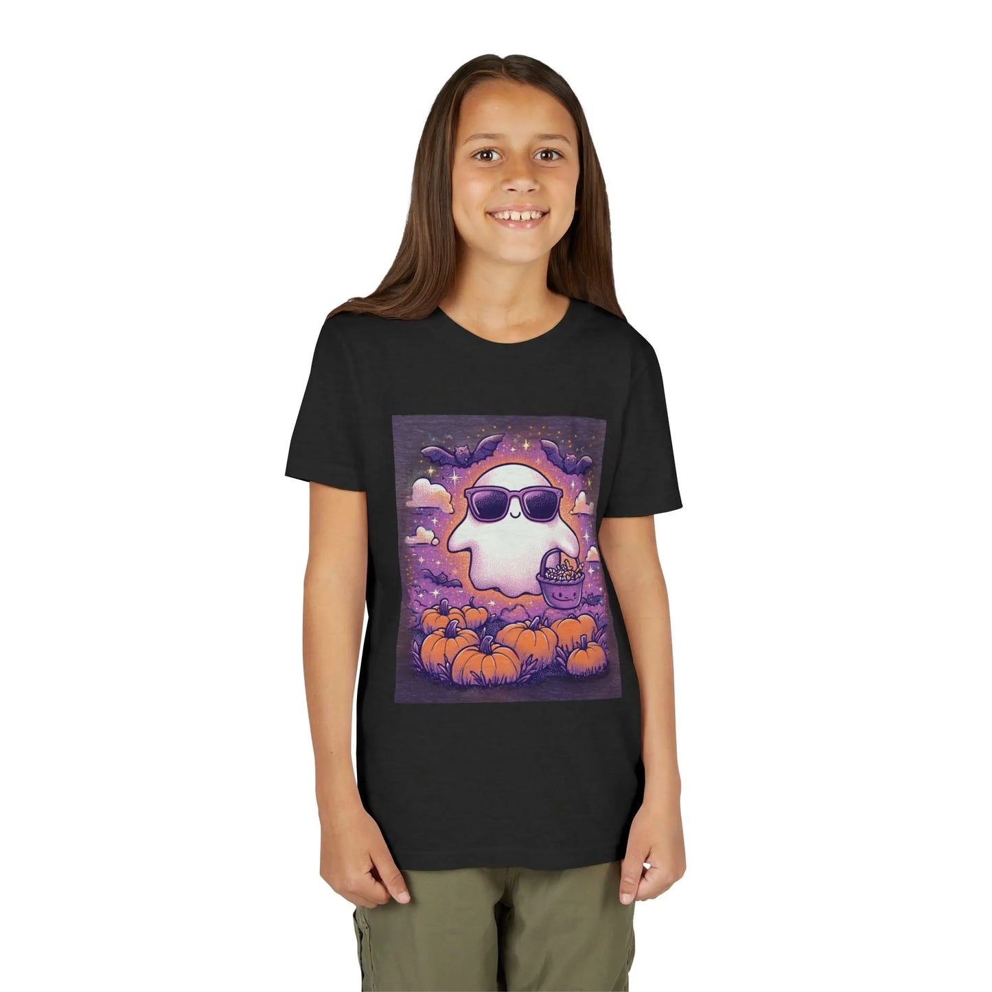 Adorable Ghost Halloween Tee, Youth Short Sleeve T-Shirt Printify