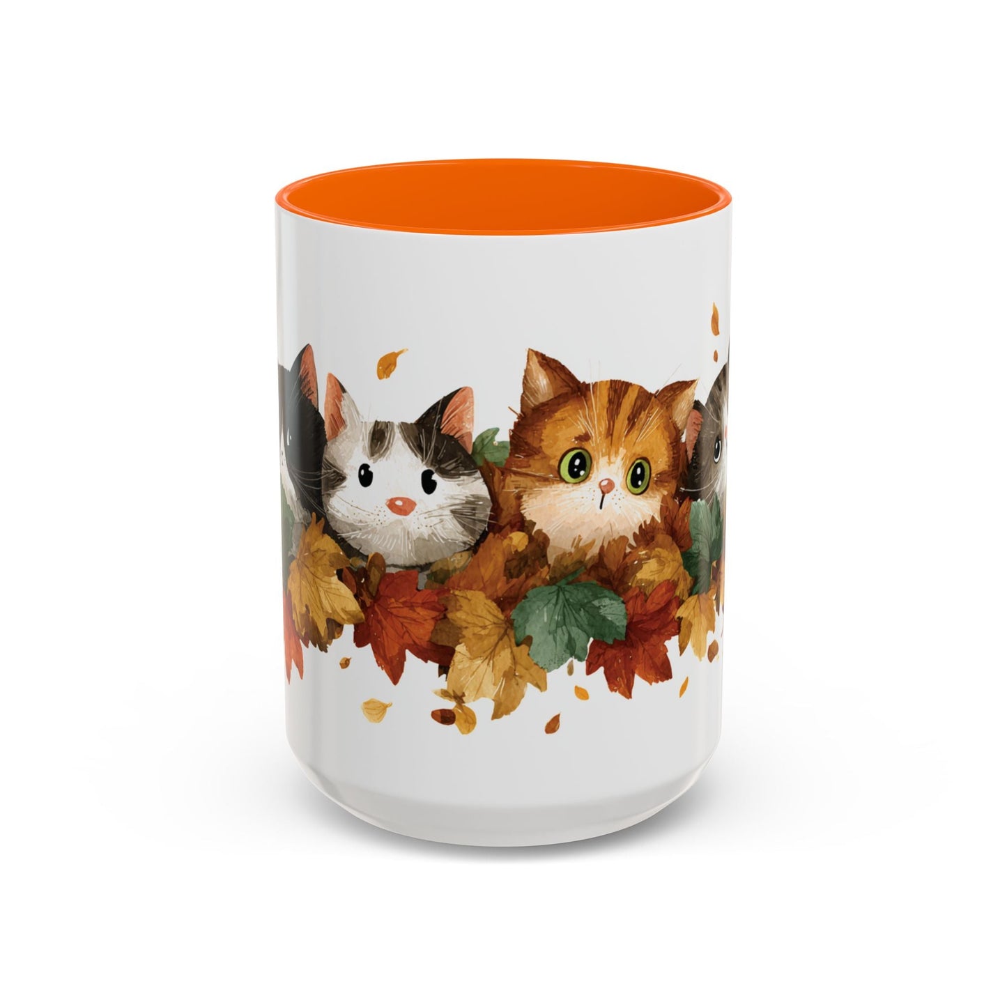Autumn Cat Coffee Mug, Cute Animal Mug, Fall Decor, Gift for Cat Lovers, Warm Beverage Cup, Thanksgiving Coffee Cup Printify