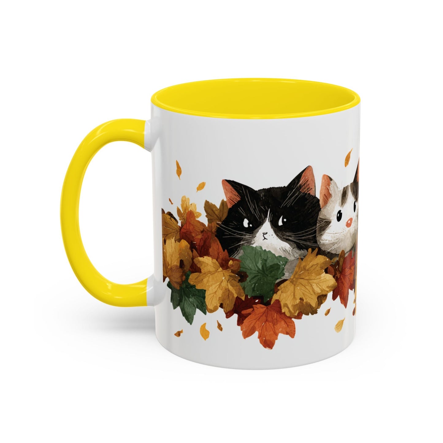 Autumn Cat Coffee Mug, Cute Animal Mug, Fall Decor, Gift for Cat Lovers, Warm Beverage Cup, Thanksgiving Coffee Cup Printify