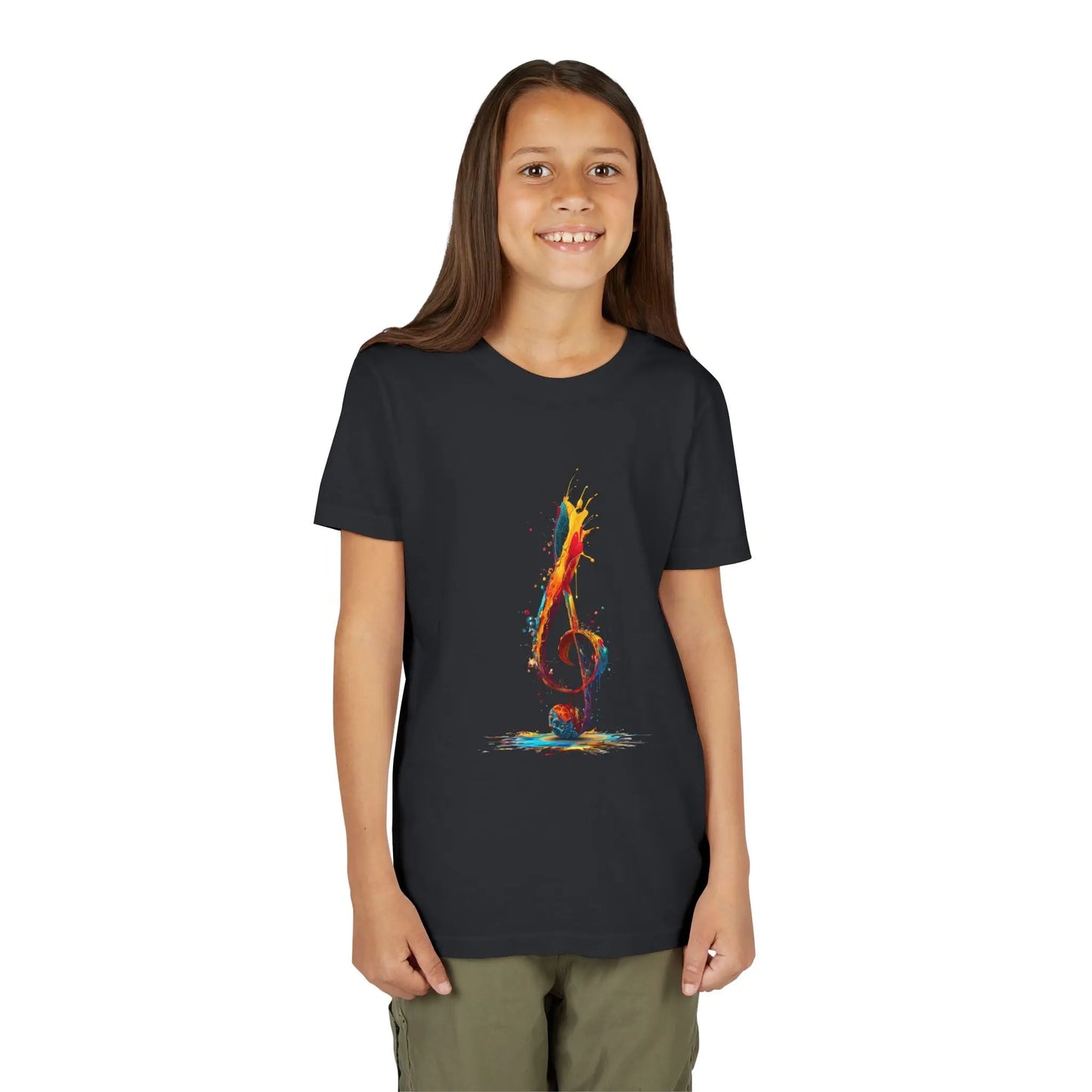 Youth Music Note Tee, Colorful Treble Clef Shirt, Printify