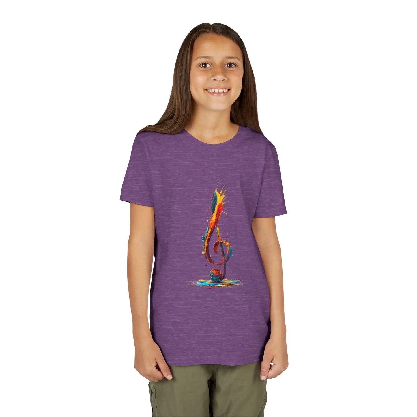 Youth Music Note Tee, Colorful Treble Clef Shirt, Printify