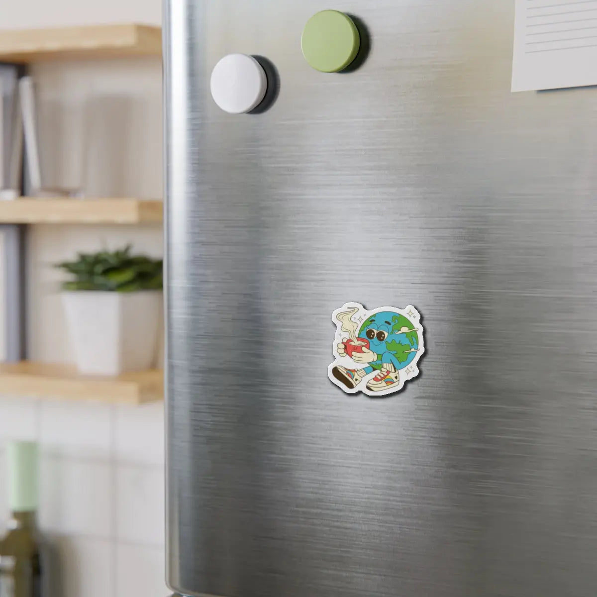 Whimsical Earth Magnet, Cute Die-Cut Magnet - Eco-Friendly Fridge Magnet Printify