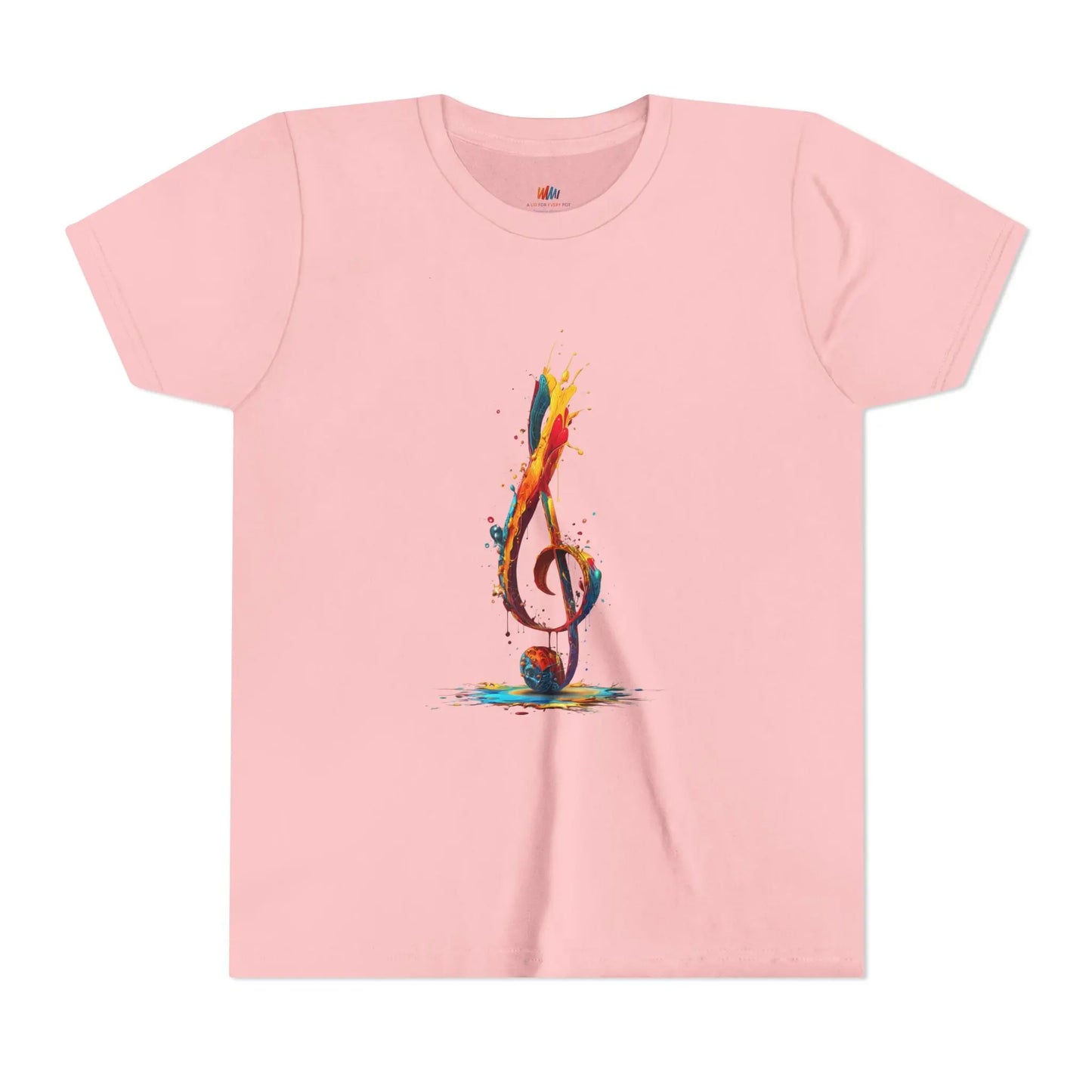 Youth Music Note Tee, Colorful Treble Clef Shirt, Printify