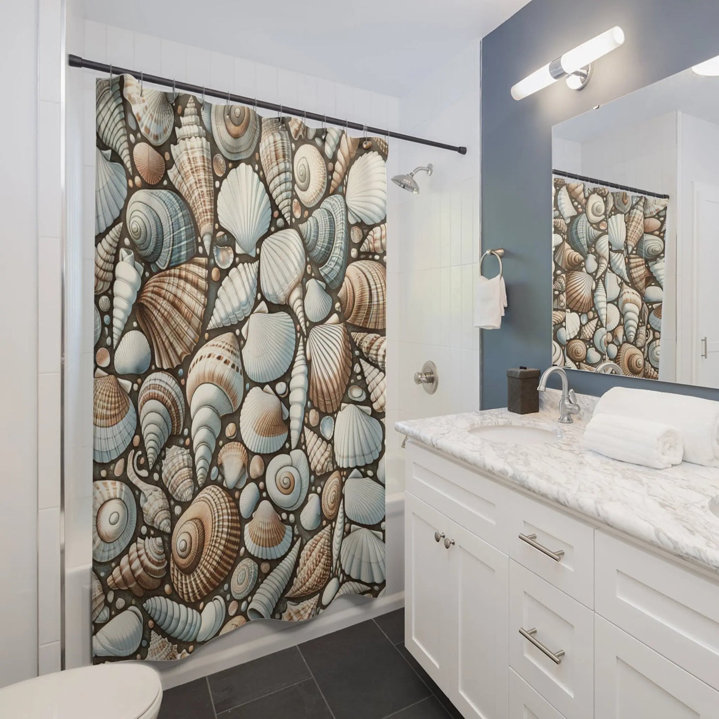 Shower Curtains Sea Shell Pattern Printify