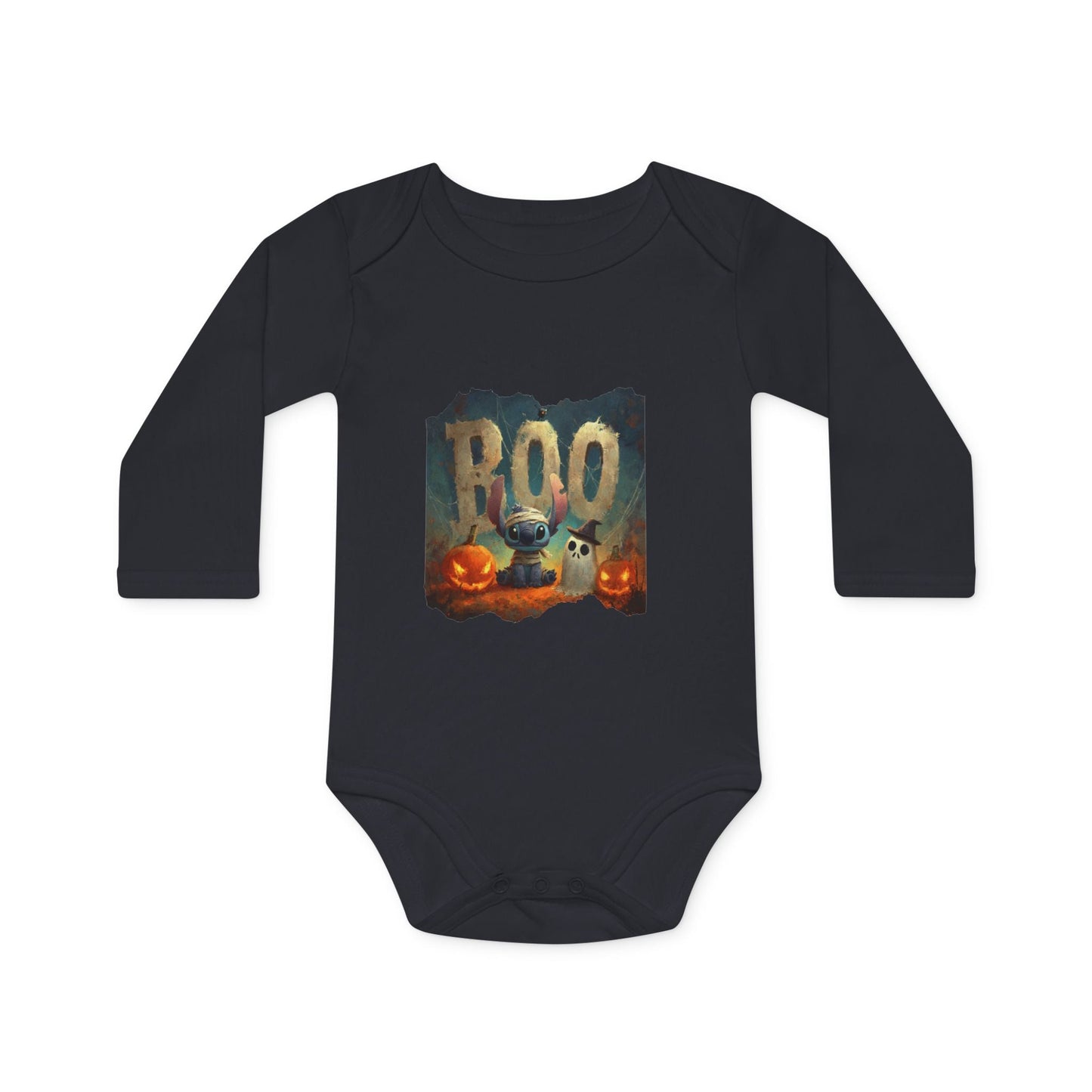 Organic Halloween Baby Bodysuit, Cute Baby Outfit, Fall Baby Clothes, Pumpkin Bodysuit, Baby Costume for Halloween Printify