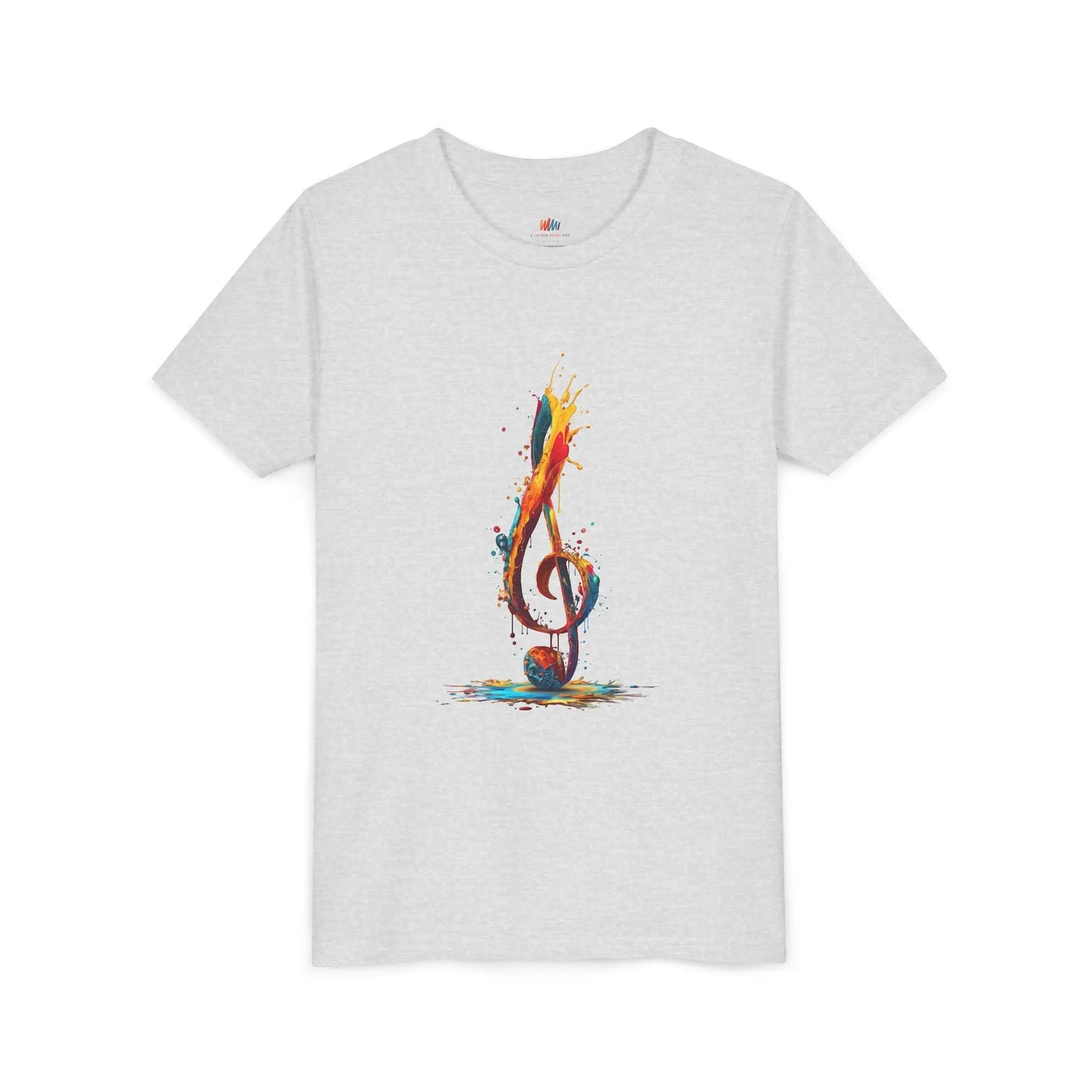 Youth Music Note Tee, Colorful Treble Clef Shirt, Printify