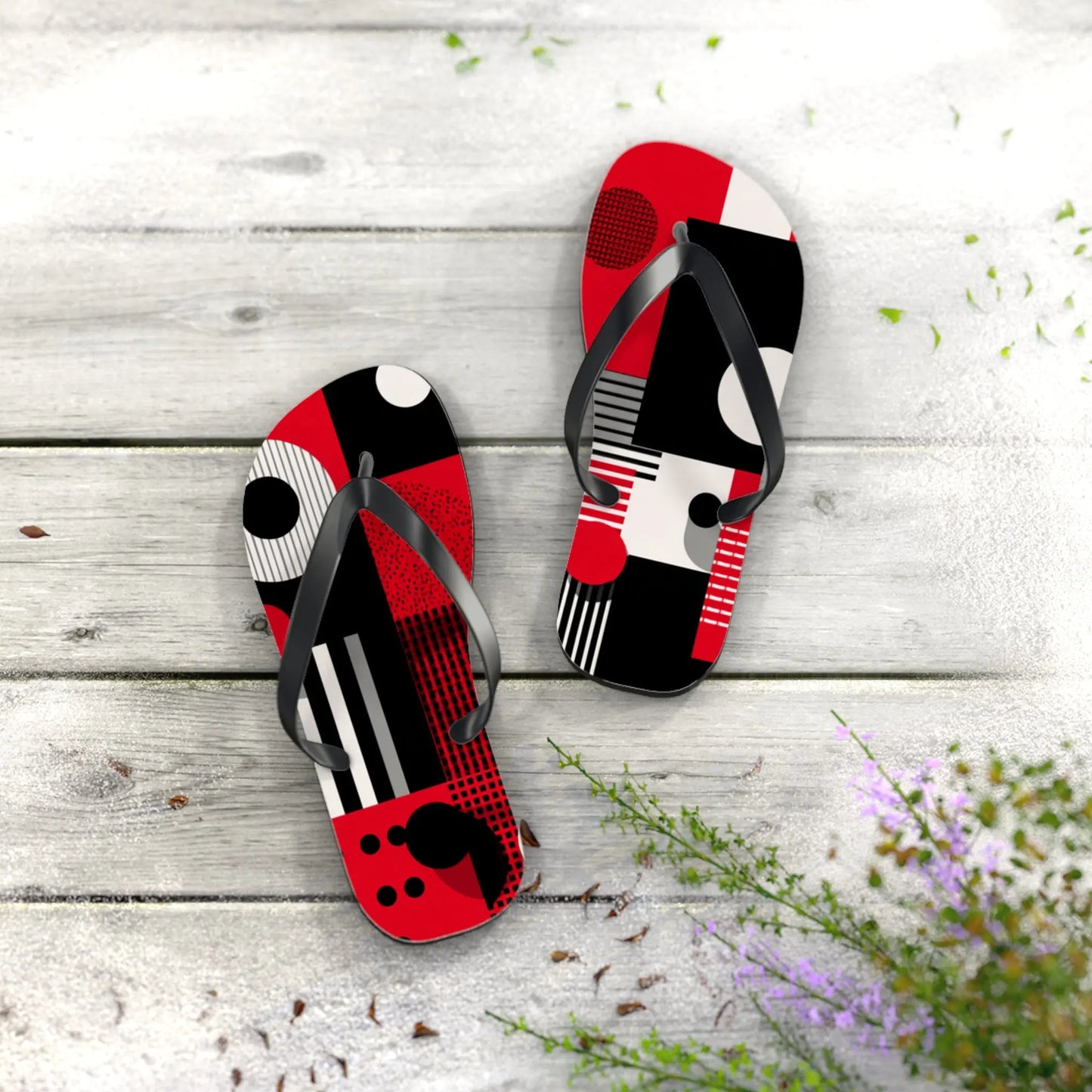 Flip Flops Ladybug Color inspired Geometric Patterns Printify