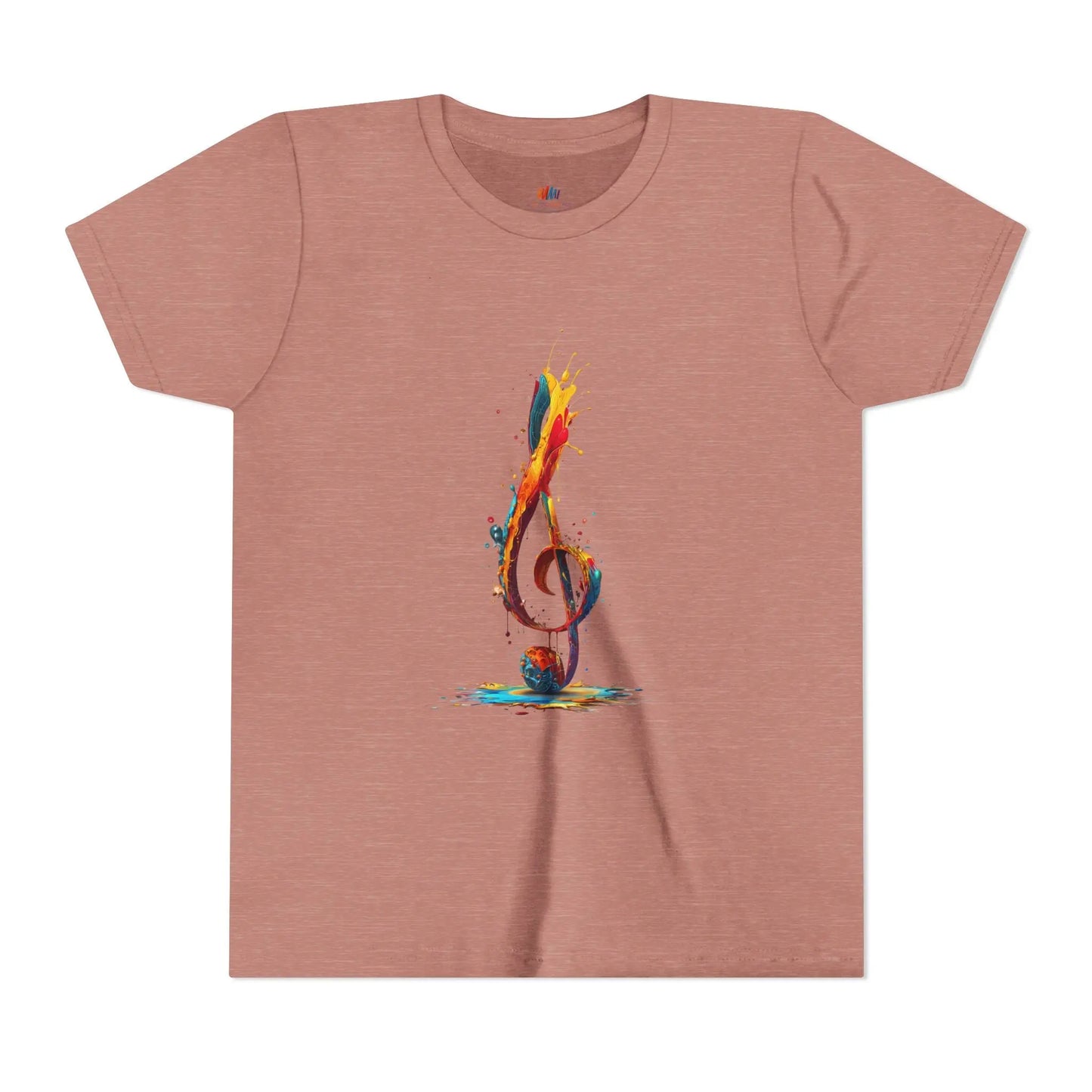 Youth Music Note Tee, Colorful Treble Clef Shirt, Printify