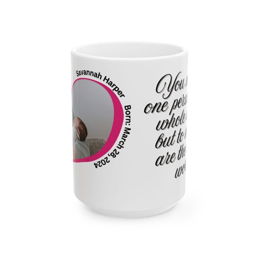 Personalized Baby Keepsake Mug Custom Newborn Photo Heart Coffee Cup With Name and Birth Date Gift 11oz 15oz