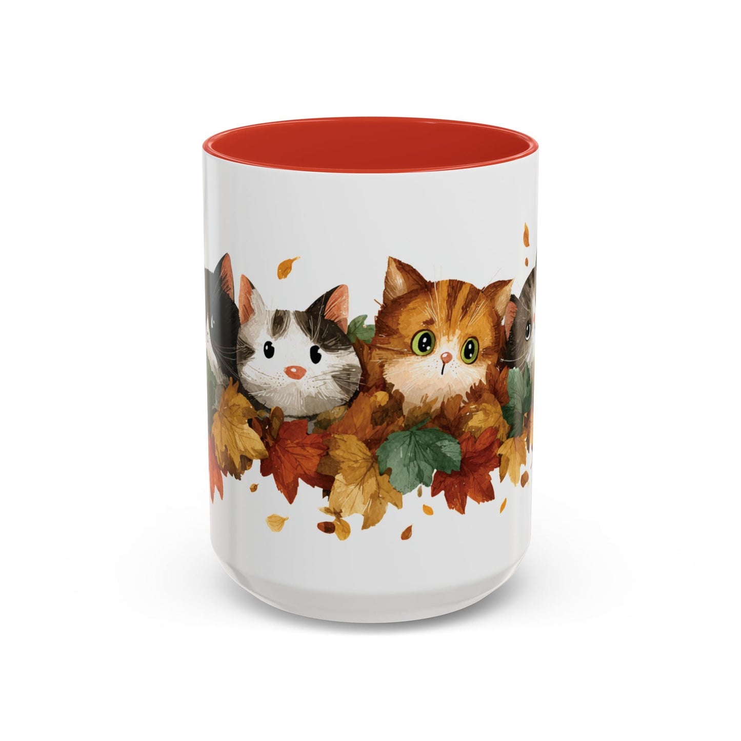 Autumn Cat Coffee Mug, Cute Animal Mug, Fall Decor, Gift for Cat Lovers, Warm Beverage Cup, Thanksgiving Coffee Cup Printify