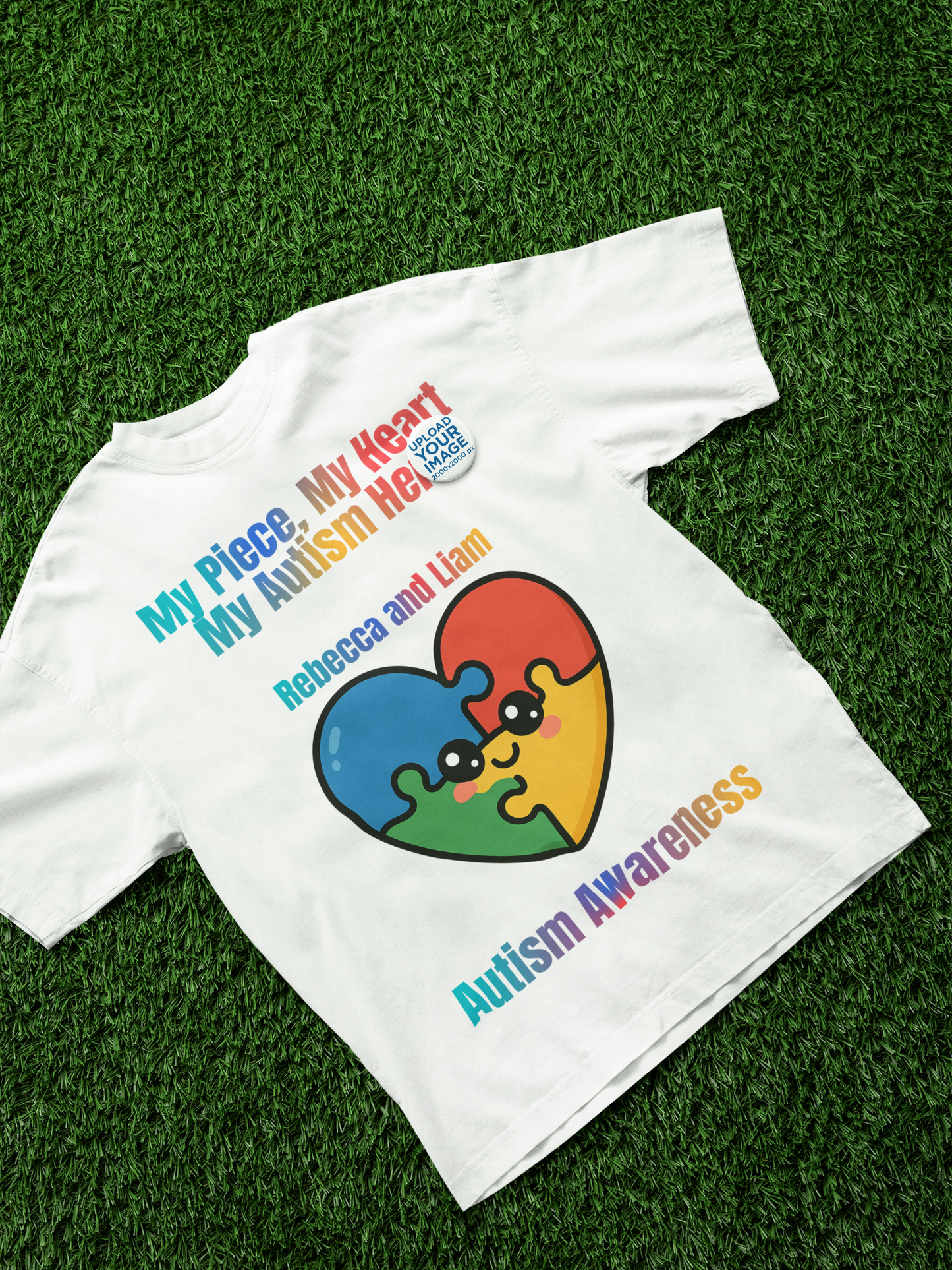 Customizable Autism Awareness Tee, My Piece My Heart Hero Shirt, Unisex Cotton Tee, Puzzle Heart Design, Inclusive Apparel
