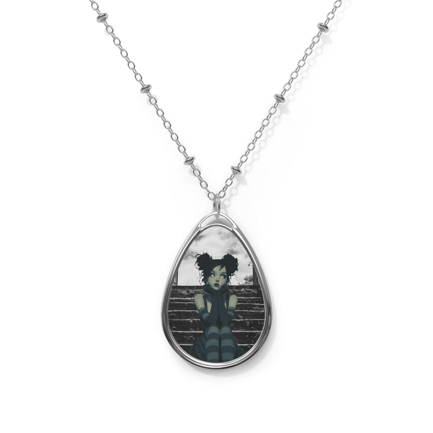 Unique Oval Necklace with Enchanting Artwork, Gothic Jewelry, Statement Pendant, Gift for Her, Bohemian Accessory A Lid for Every Pot ~Everyday Designz~