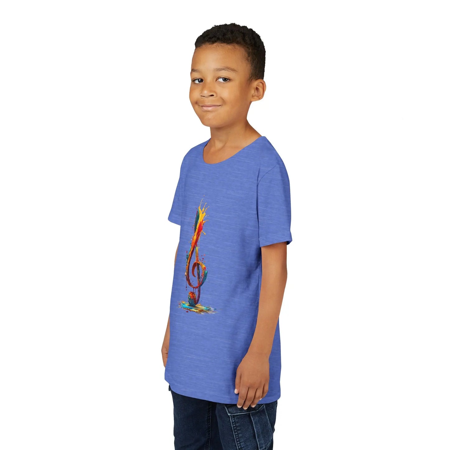Youth Music Note Tee, Colorful Treble Clef Shirt, Printify