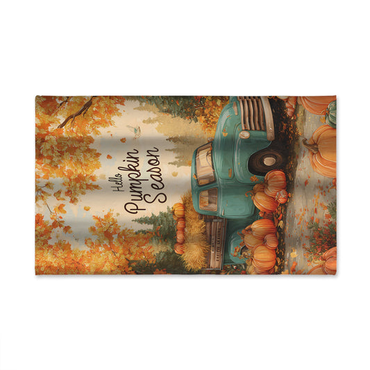 Hand Towel - Rustic Farm Truck Hello Pumpkin Season Design Printify