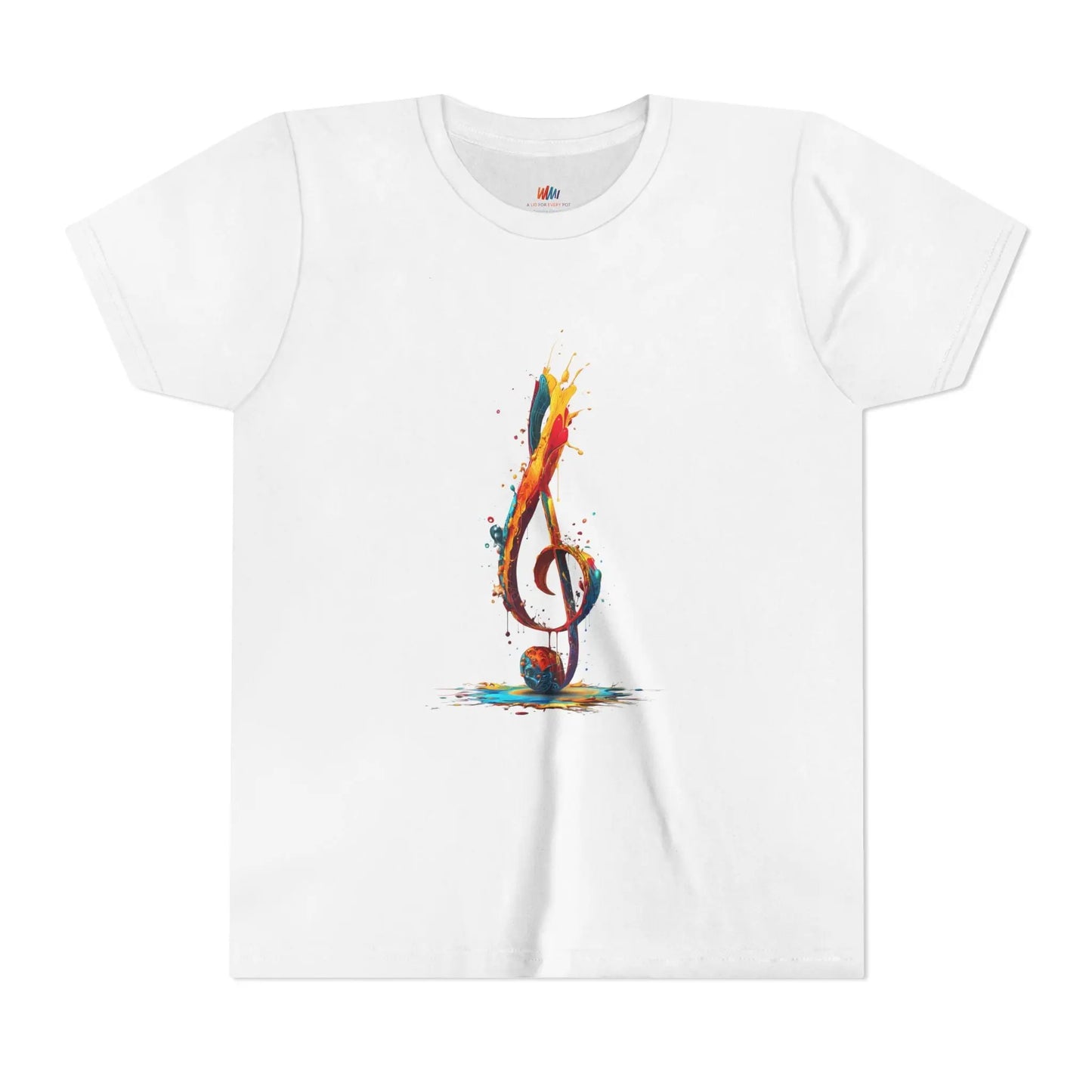 Youth Music Note Tee, Colorful Treble Clef Shirt, Printify