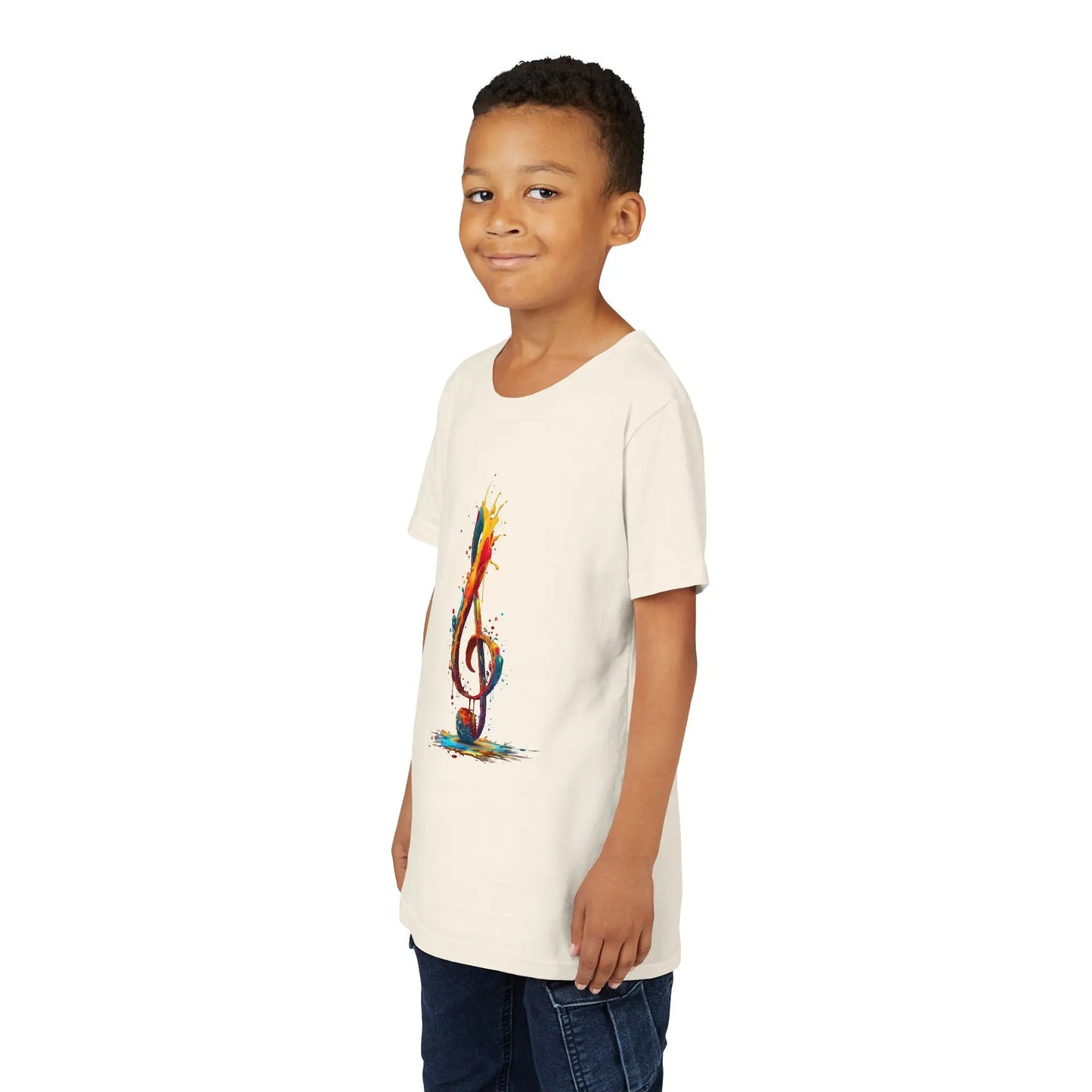 Youth Music Note Tee, Colorful Treble Clef Shirt, Printify