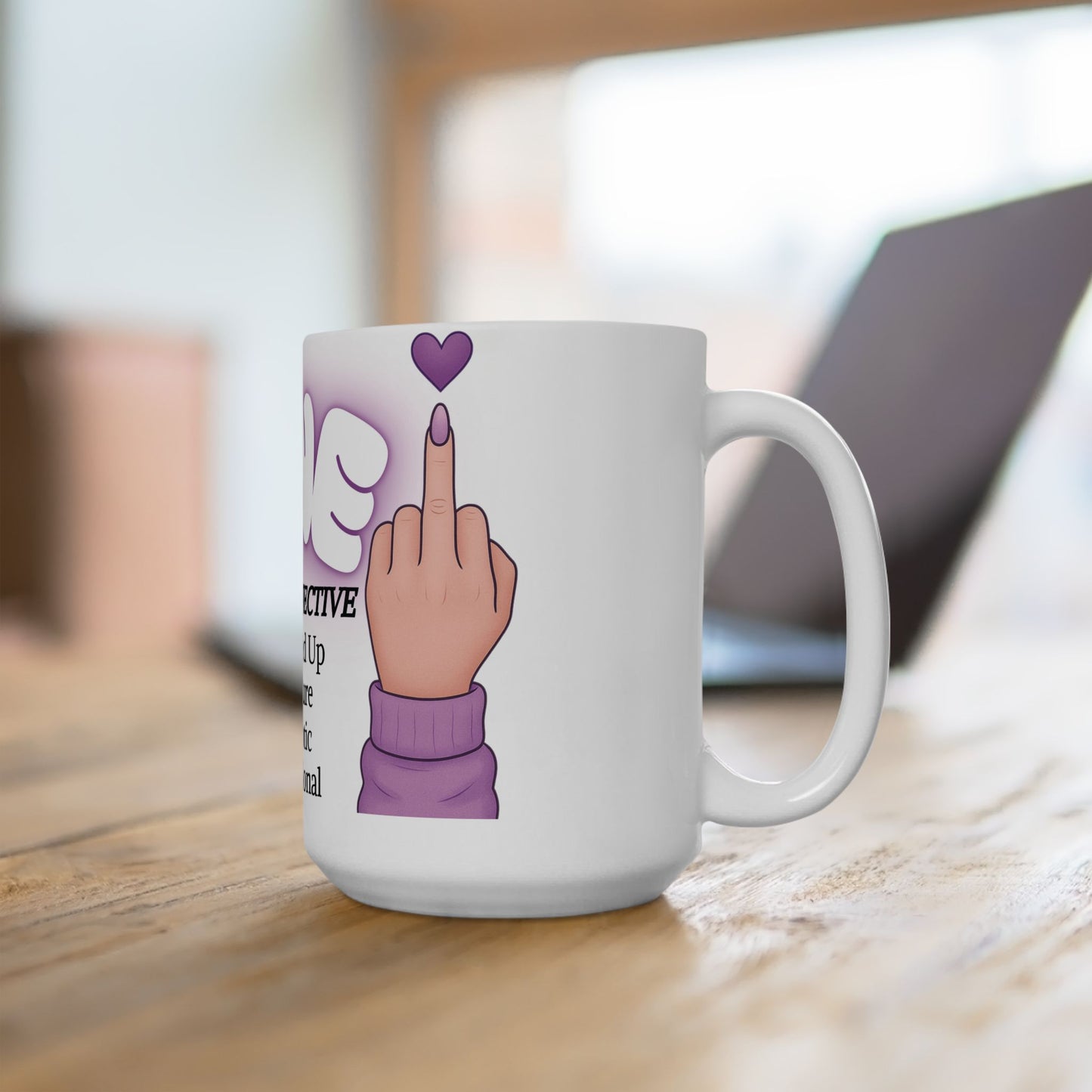 Pretty FINE Mug Funny Middle Finger Coffee Cup, Sarcastic Definition Mug, Feminine Purple Aesthetic Gift for Best Friend or Coworker