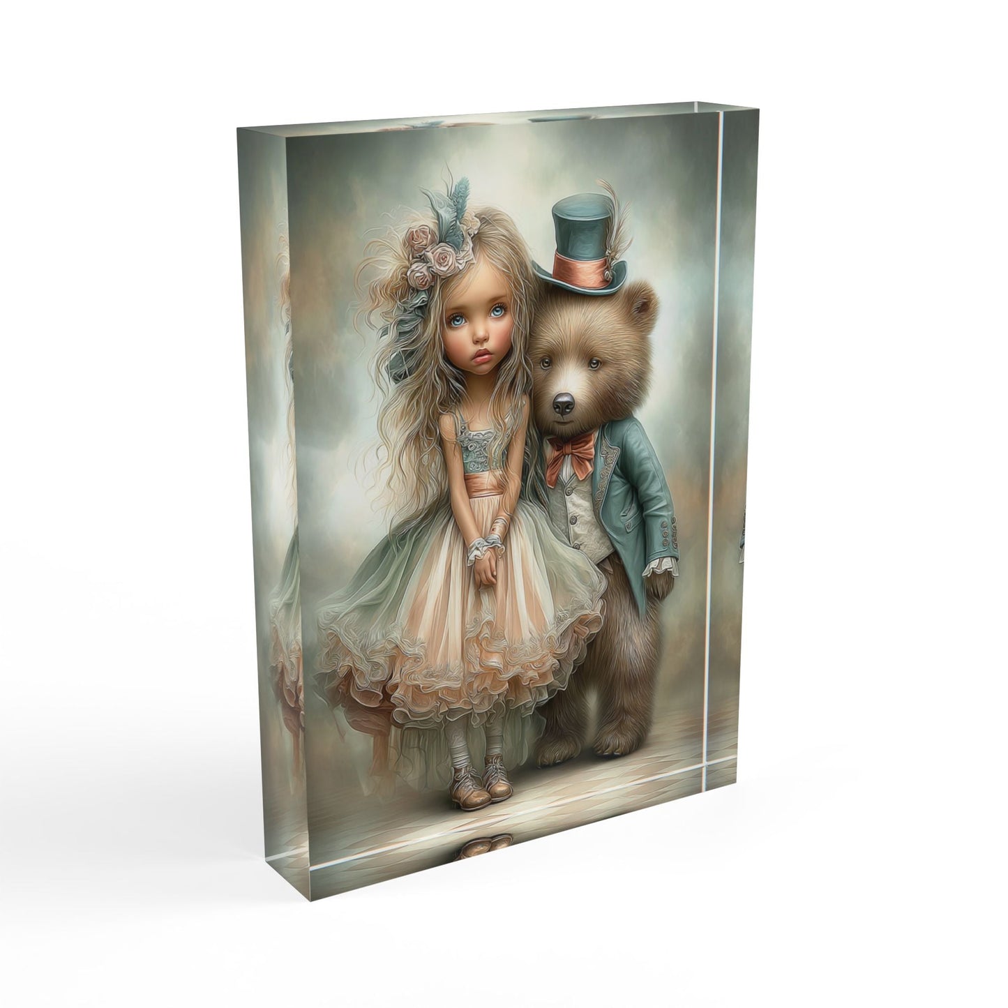 Whimsical Photo Block - Horizontal option has also a poem next to the Whimsical Girl and her Guardian Bear while the Vertical Version is just the Captivating Image Fills the Frame. - A Lid for Every Pot ~ Everyday Designz ~