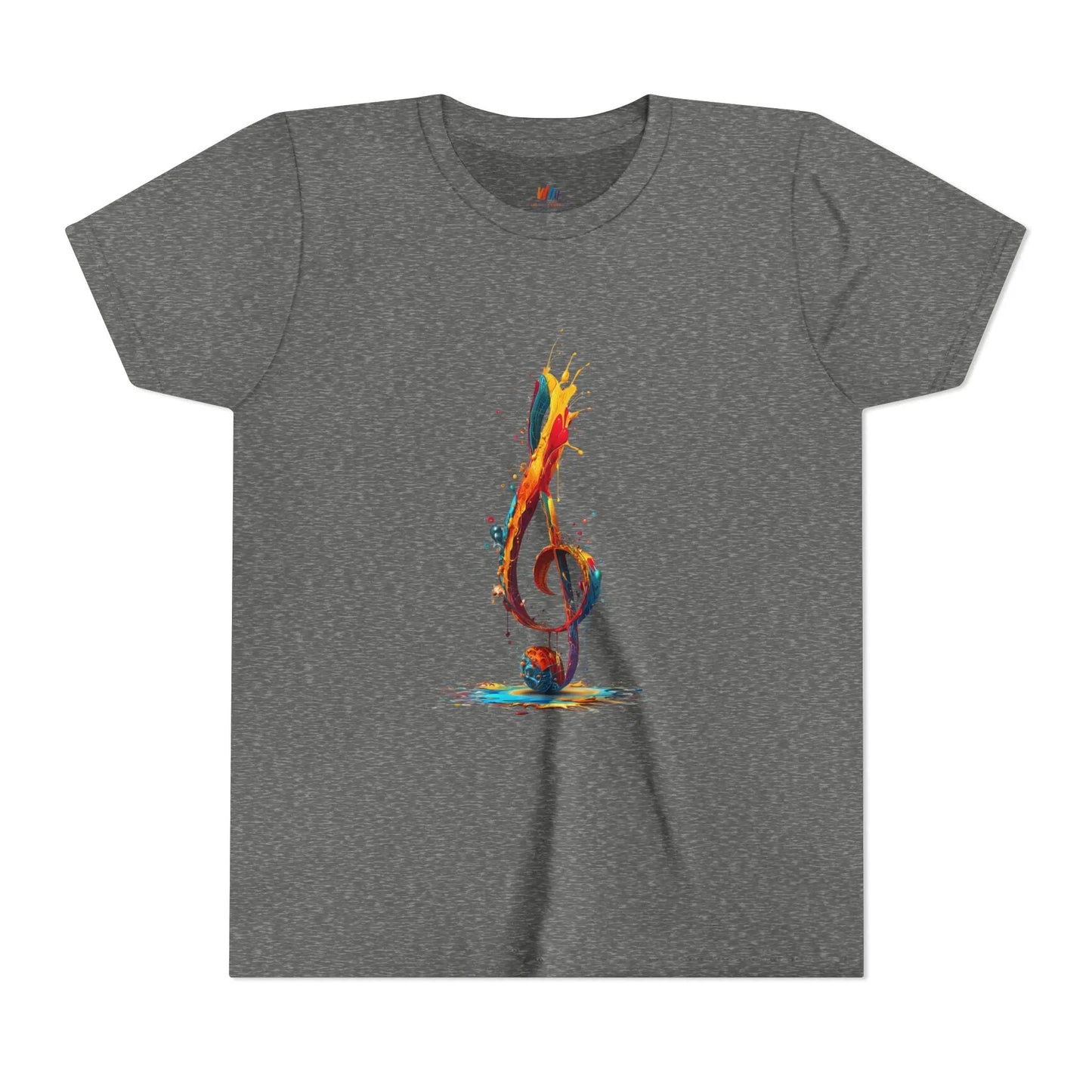 Youth Music Note Tee, Colorful Treble Clef Shirt, Printify