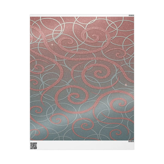Wrapping Papers - Elegant Ombre Silver and Pink Sparkling Swirls Printify