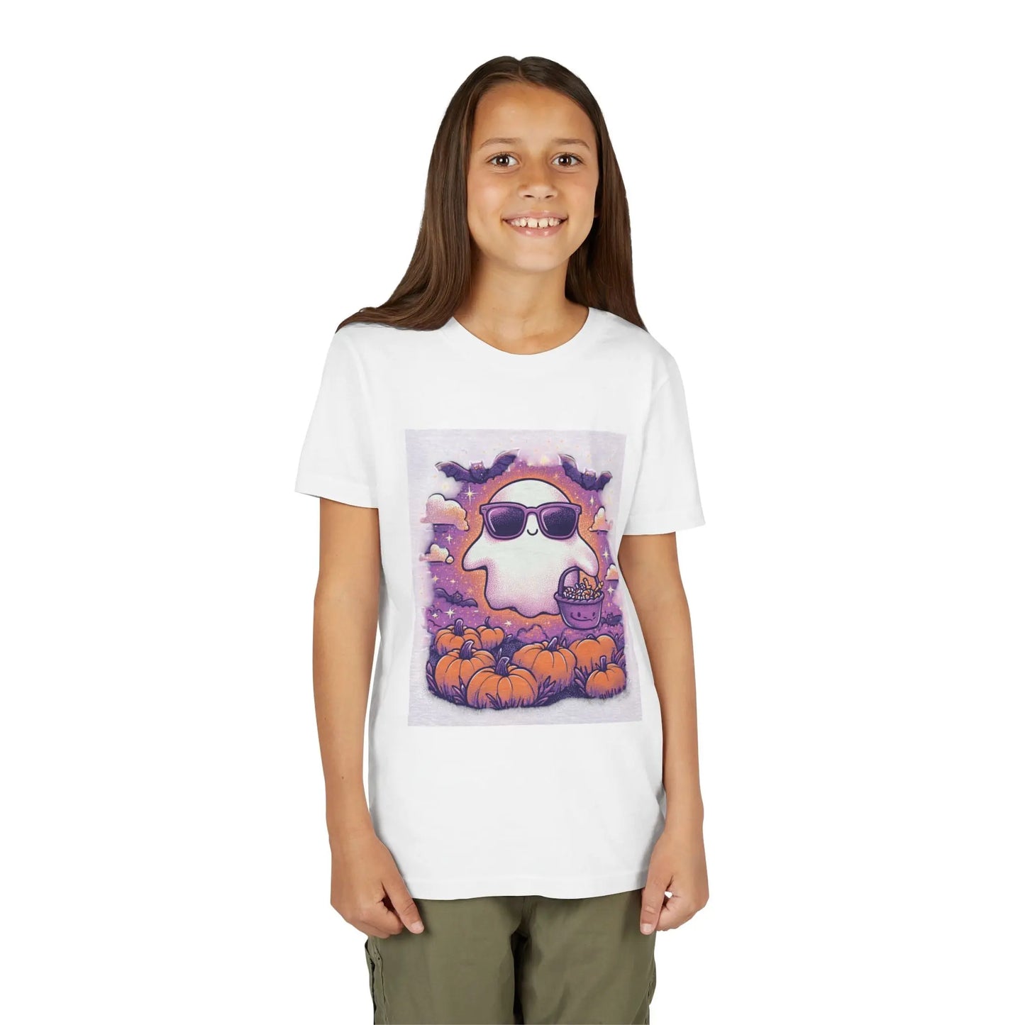 Adorable Ghost Halloween Tee, Youth Short Sleeve T-Shirt Printify