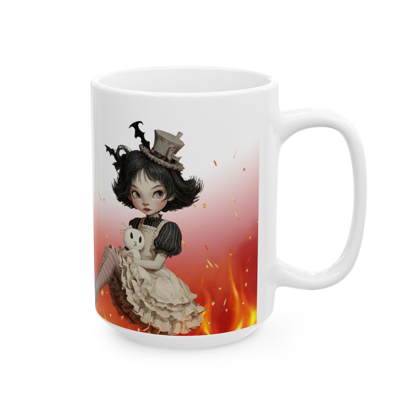 Halloween Themed Ceramic Mug - Trick or Treat Design, Cozy Gift, Spooky Decor, Fall Sipware, Festive Coffee Cup Printify