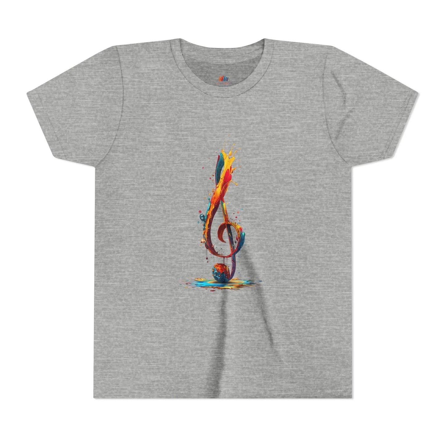 Youth Music Note Tee, Colorful Treble Clef Shirt, Printify
