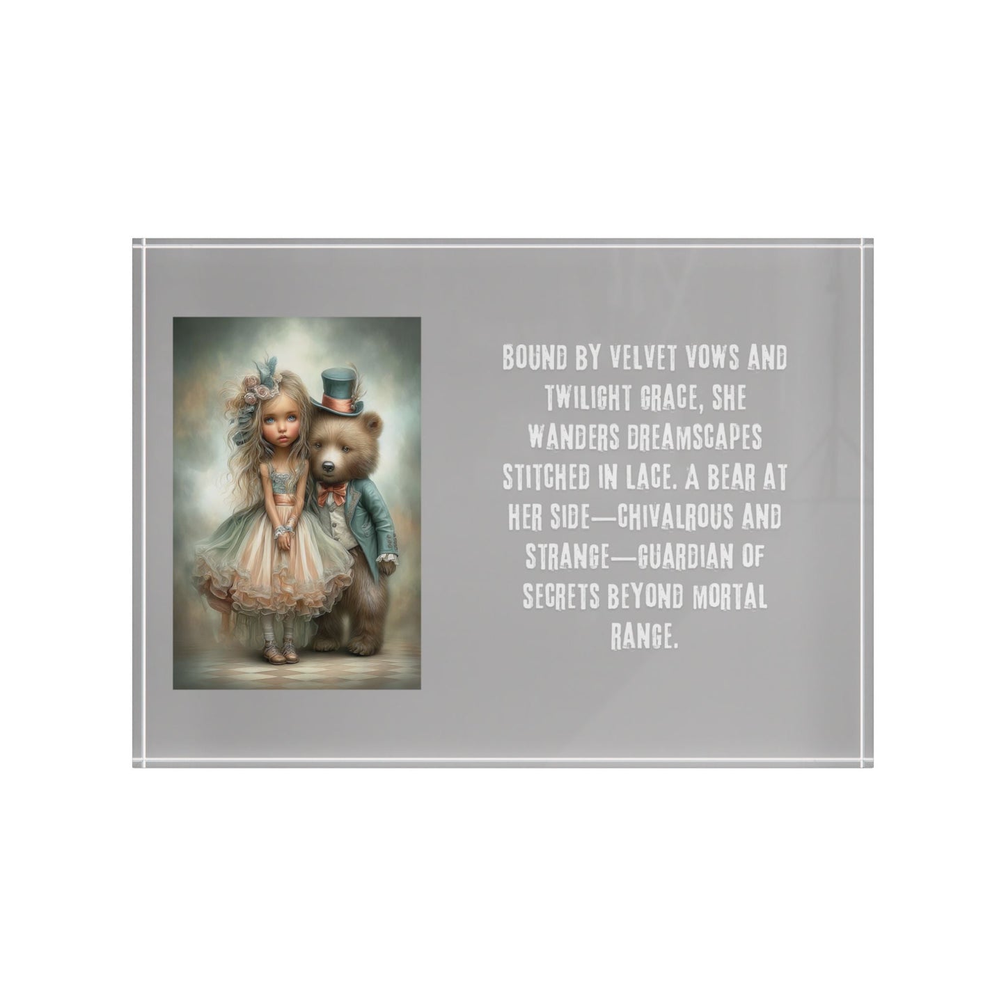 Whimsical Photo Block - Horizontal option has also a poem next to the Whimsical Girl and her Guardian Bear while the Vertical Version is just the Captivating Image Fills the Frame. - A Lid for Every Pot ~ Everyday Designz ~