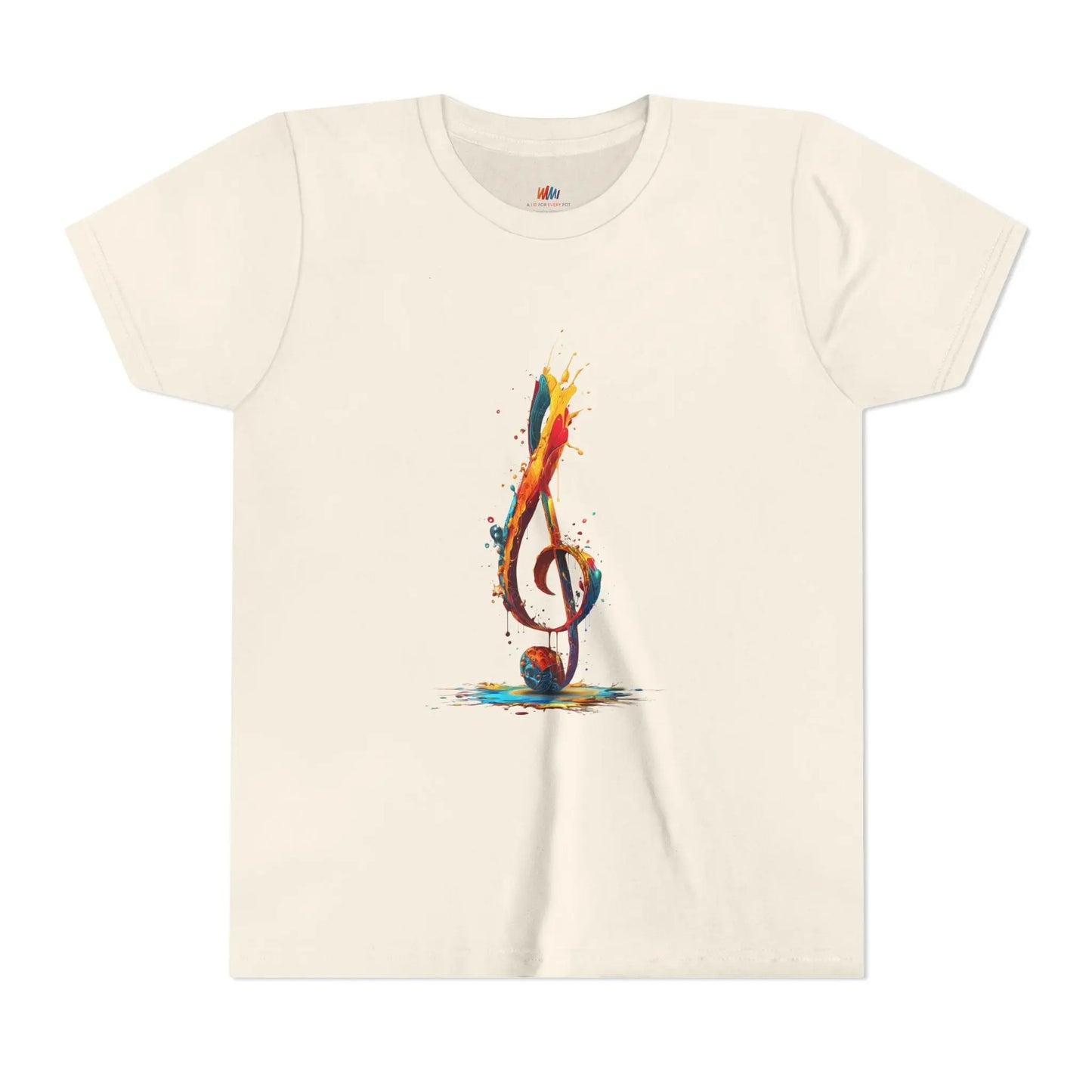 Youth Music Note Tee, Colorful Treble Clef Shirt, Printify