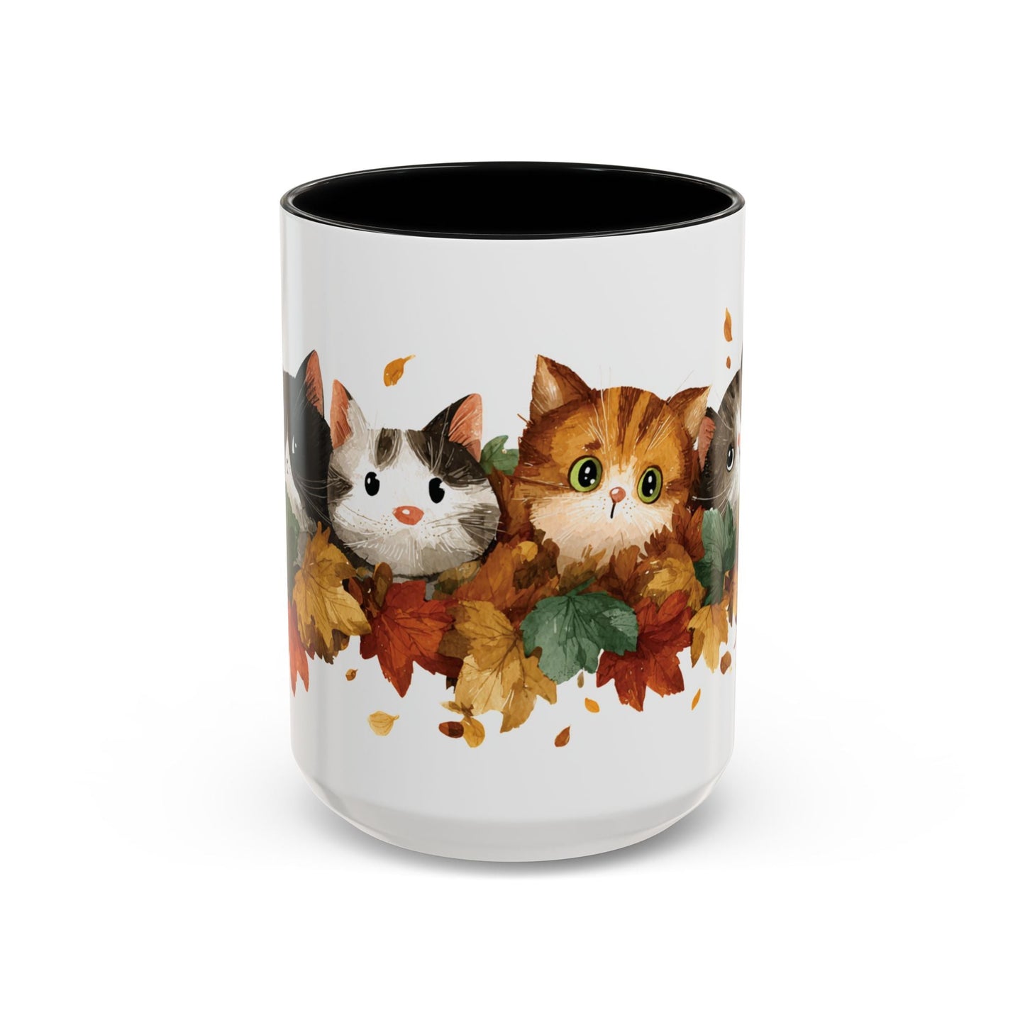 Autumn Cat Coffee Mug, Cute Animal Mug, Fall Decor, Gift for Cat Lovers, Warm Beverage Cup, Thanksgiving Coffee Cup Printify