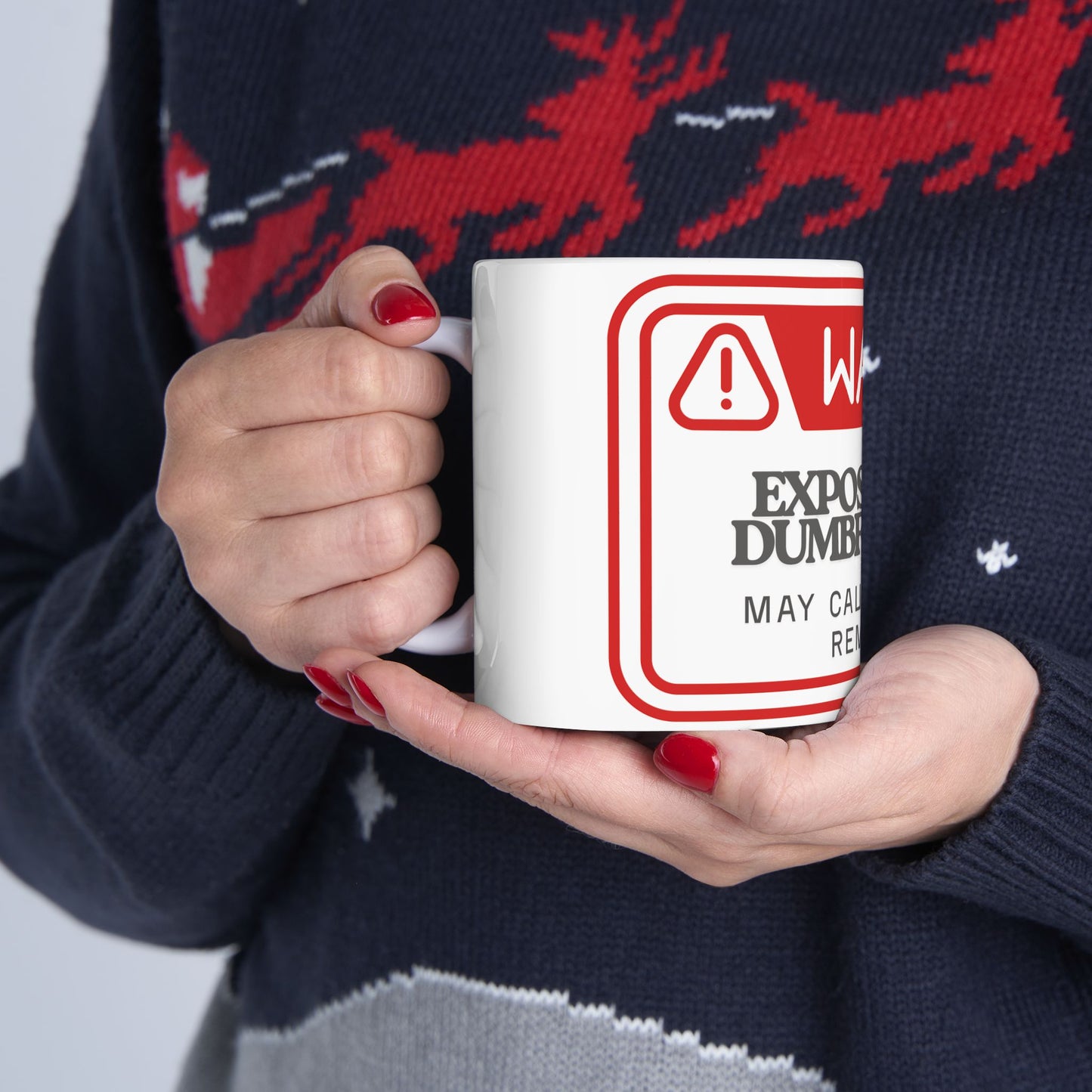 Warning Mug - Exposure to Dumbfuckery, Funny Coffee Cup, Gift for Friends, Office Humor, Snarky Coffee Mug, 11oz & 15oz