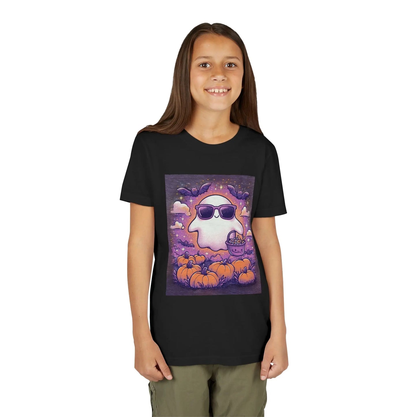 Adorable Ghost Halloween Tee, Youth Short Sleeve T-Shirt Printify
