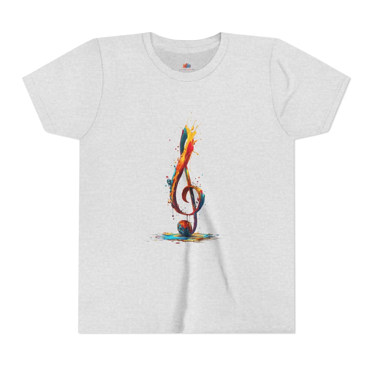 Youth Music Note Tee, Colorful Treble Clef Shirt, Printify
