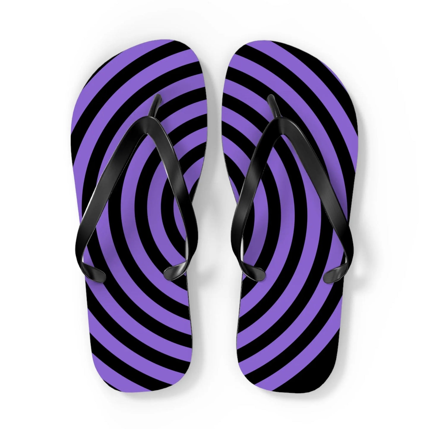 Spiral Flip Flops - Trendy Purple Design for Beach Days Printify