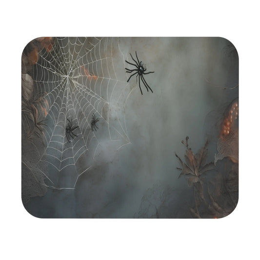 Spooky Spider Web Mouse Pad, Gothic Office Decor, Halloween Gift, Cute Desk Accessories, Horror Aesthetic Mouse Mat, Unique Gift Idea Printify