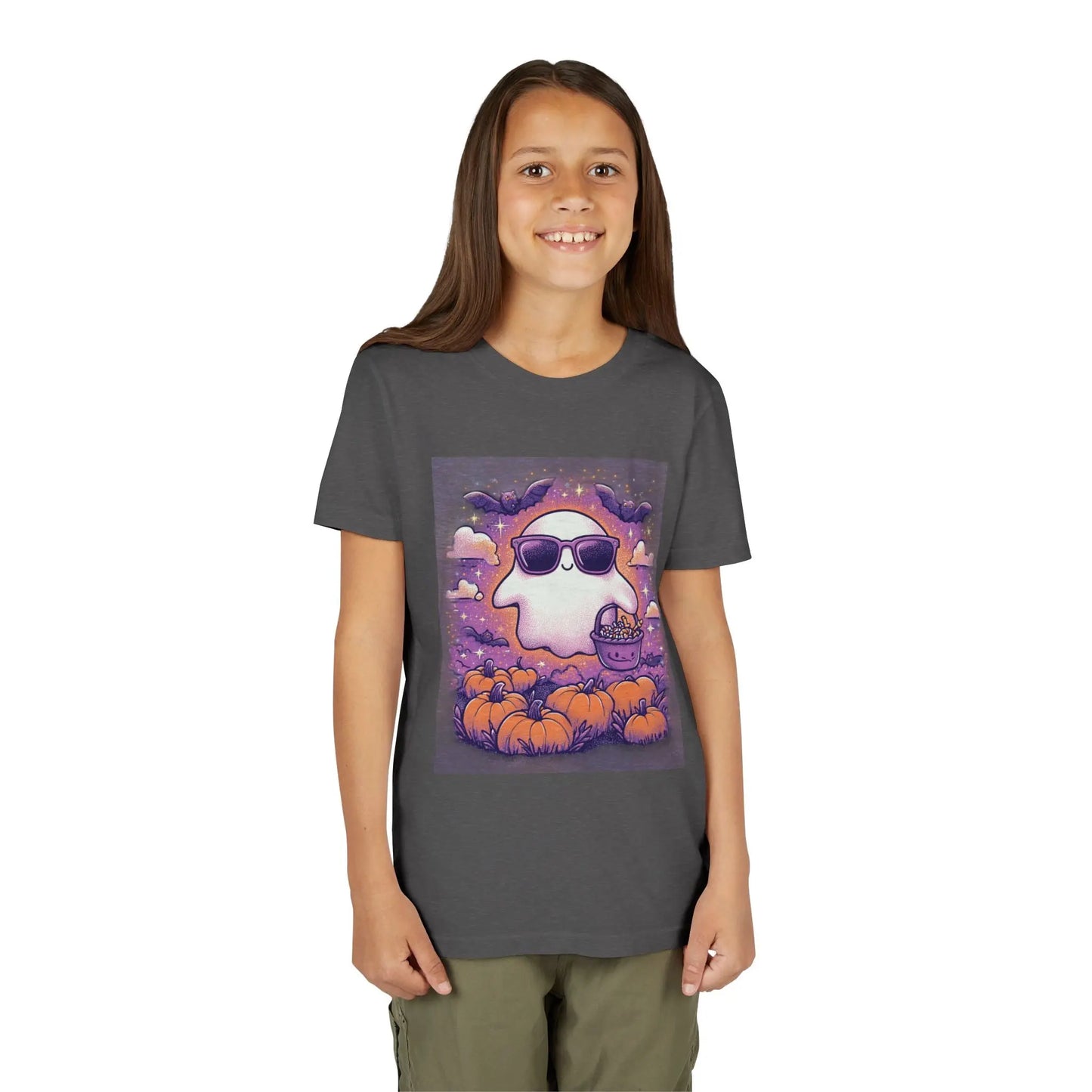 Adorable Ghost Halloween Tee, Youth Short Sleeve T-Shirt Printify