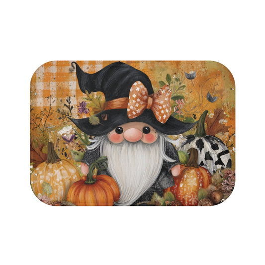 Fall Gnome Bath Mat - Cozy Autumn Decor, Pumpkin Themed, Perfect for Halloween, Thanksgiving, Home Entryway, Bathroom Accent