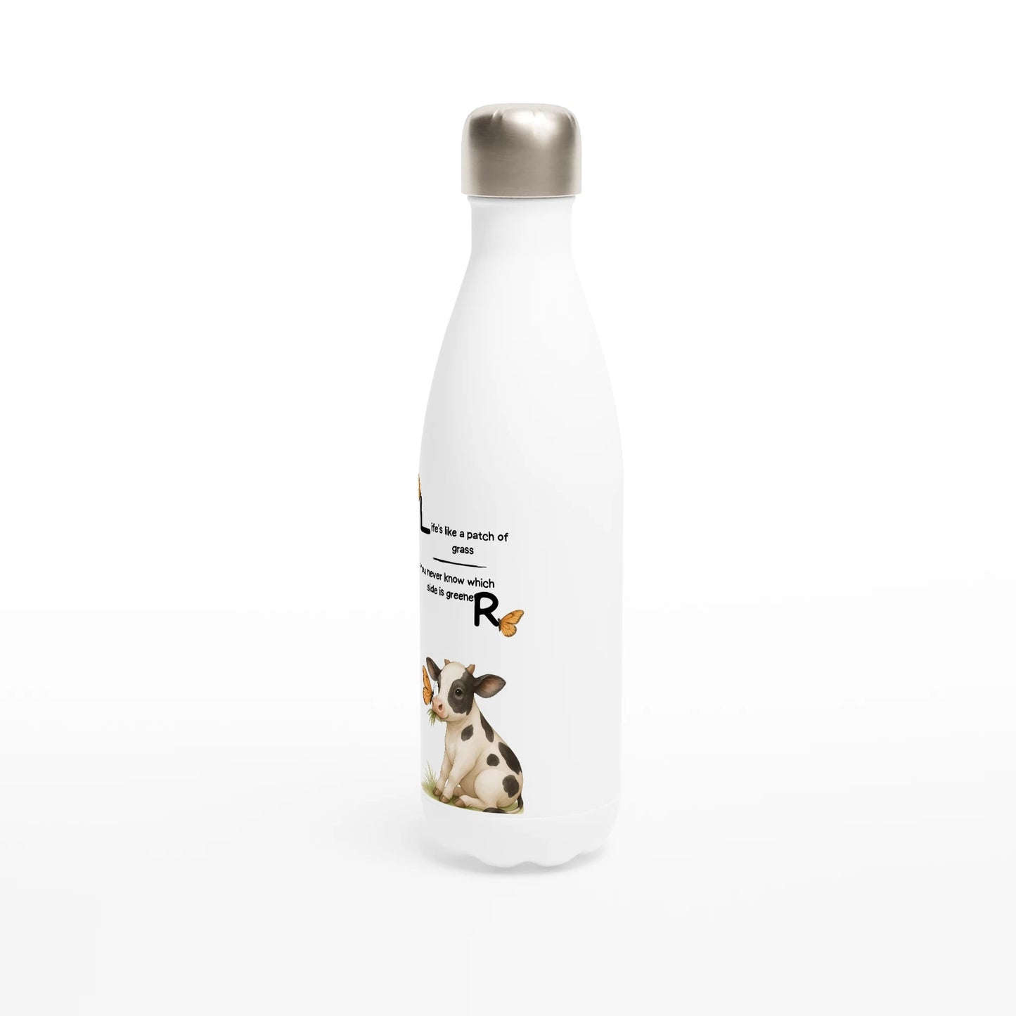Barnyard Sarcasm - Humourous Cow Tails Collection - White 17oz Stainless Steel Water Bottle | Unique Everyday Designz Home, Gifts & Apparel A Lid for Every Pot ~Everyday Designz~