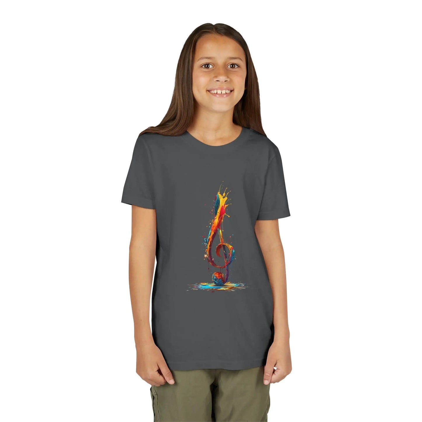 Youth Music Note Tee, Colorful Treble Clef Shirt, Printify