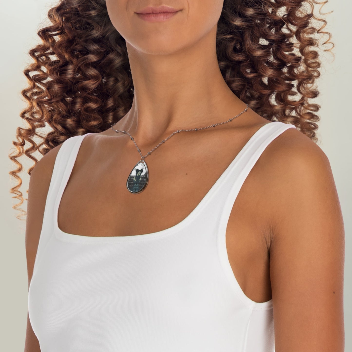 Unique Oval Necklace with Enchanting Artwork, Gothic Jewelry, Statement Pendant, Gift for Her, Bohemian Accessory Printify