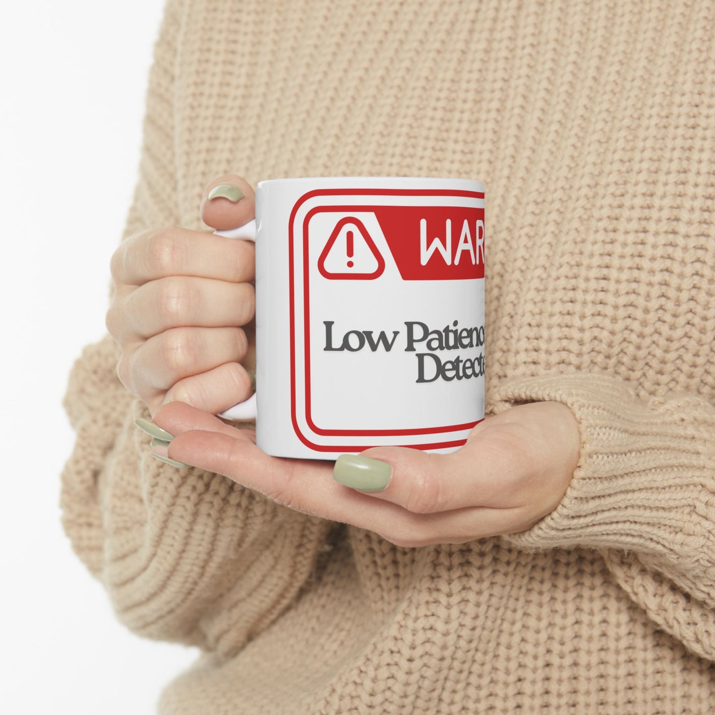 Warning Mug: Low Patience Levels Detected', Fun Coffee Cup, Gift for Coworkers, Office Humor, Birthday Present