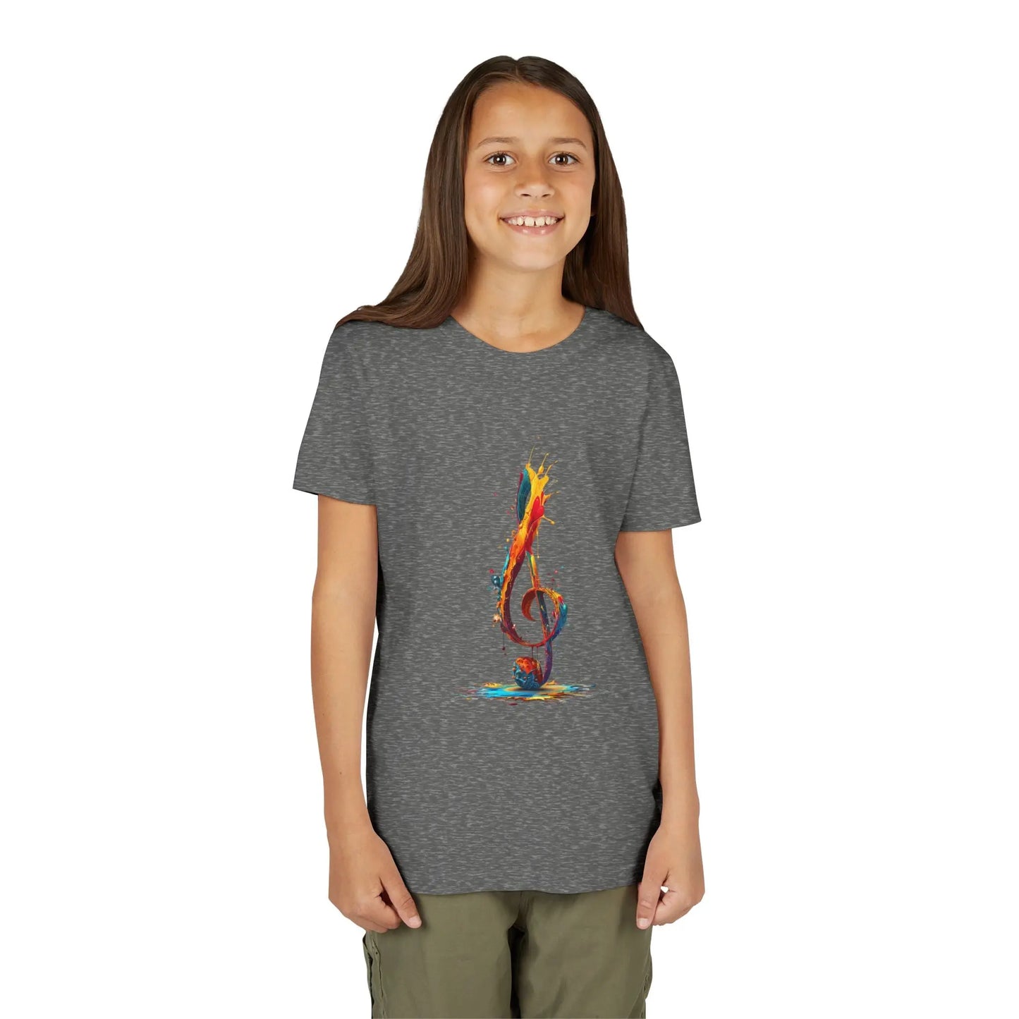 Youth Music Note Tee, Colorful Treble Clef Shirt, Printify