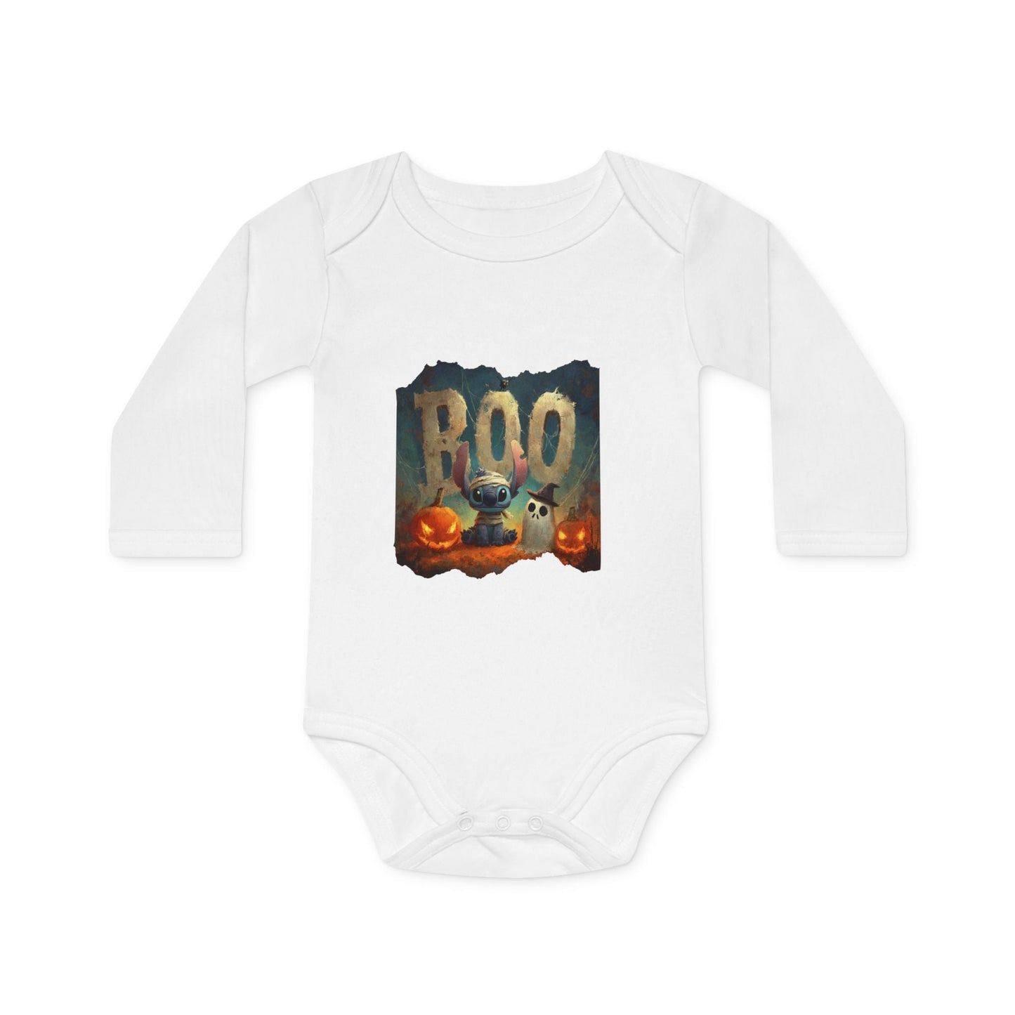 Organic Halloween Baby Bodysuit, Cute Baby Outfit, Fall Baby Clothes, Pumpkin Bodysuit, Baby Costume for Halloween Printify
